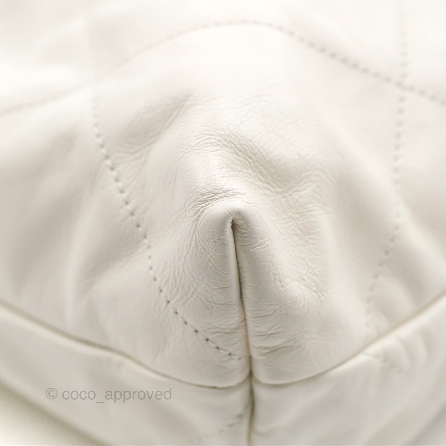 Chanel 22 Medium White Black Logo Aged Calfskin Aged Gold Hardware