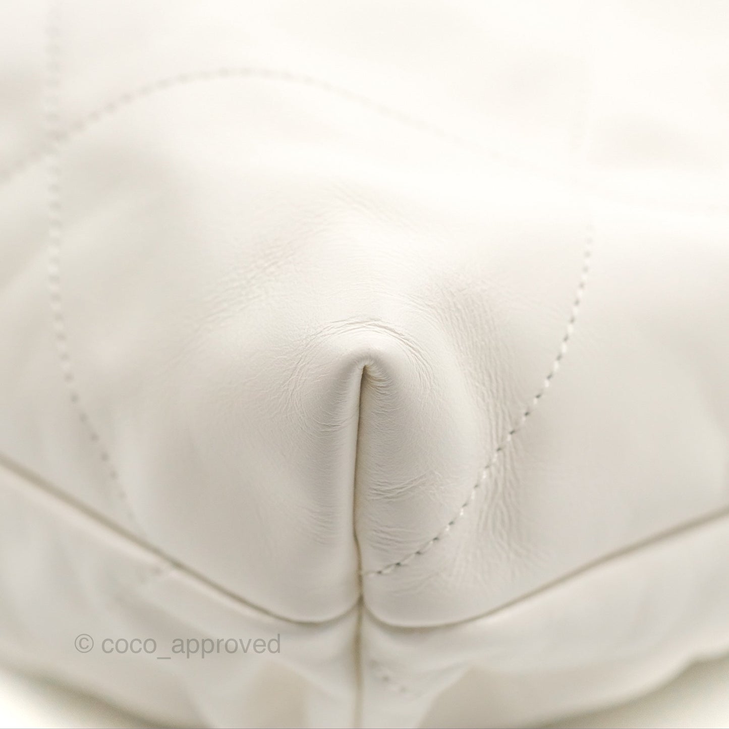 Chanel 22 Medium White Black Logo Aged Calfskin Aged Gold Hardware