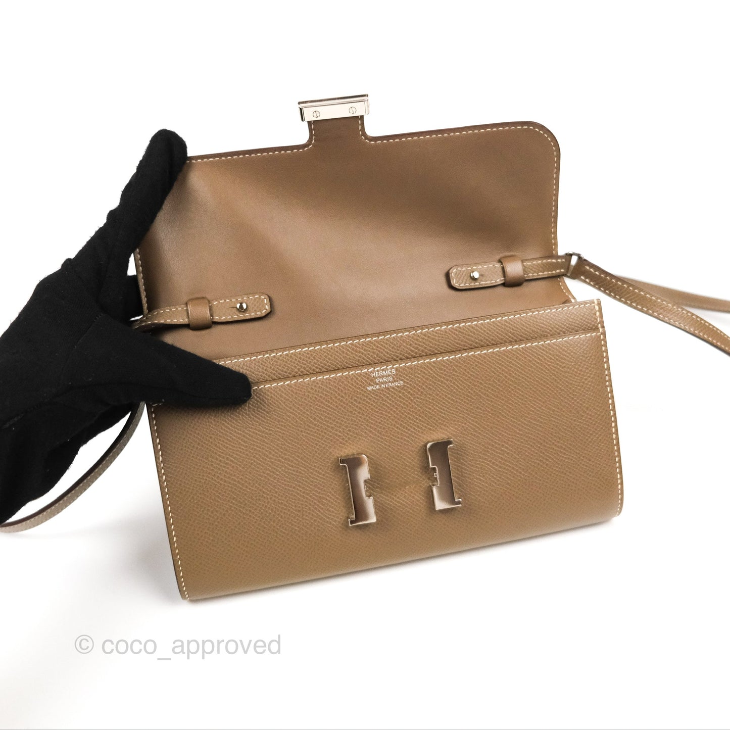 Hermès Constance To Go Wallet Etoupe Epsom Palladium Hardware