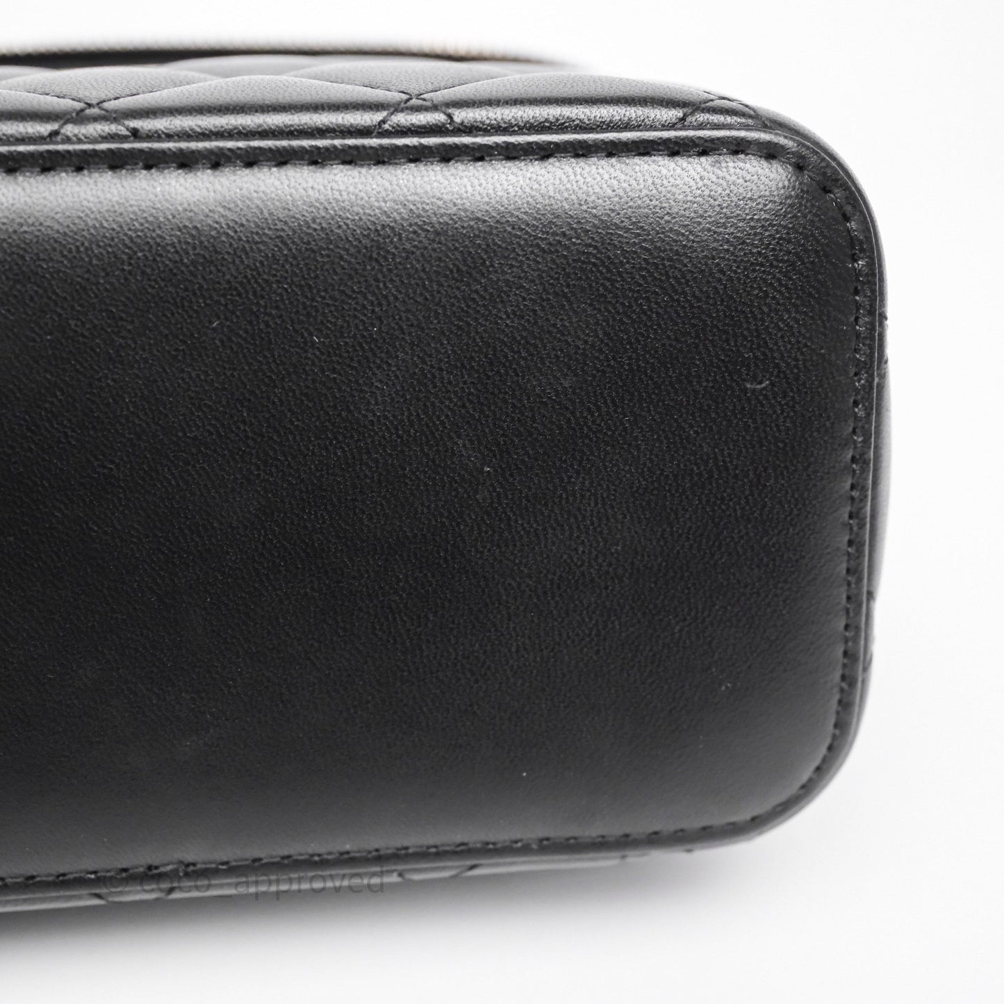 Chanel Vanity Rectangular Top Handle Black Lambskin Gold Hardware
