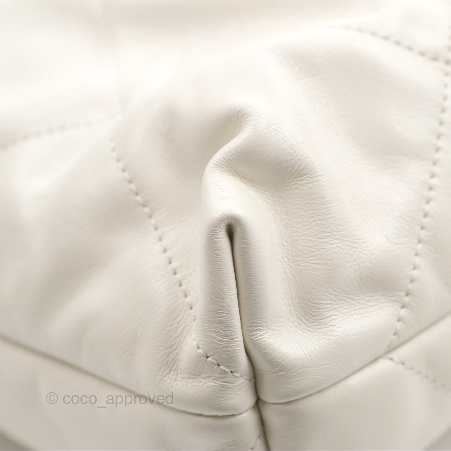 Chanel 22 Medium White Black Logo Aged Calfskin Aged Gold Hardware