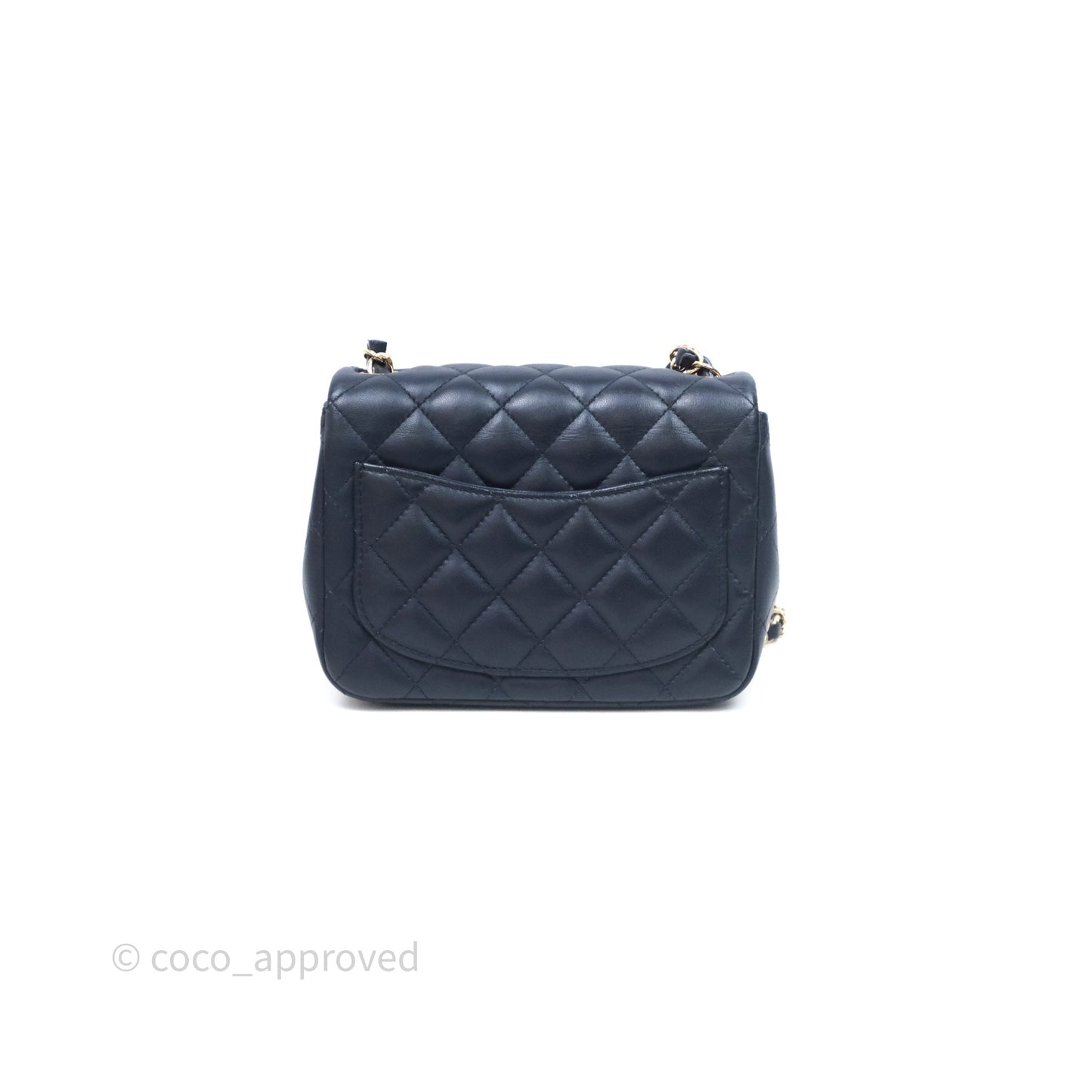 Chanel Quilted Mini Square Navy Lambskin Light Gold Hardware