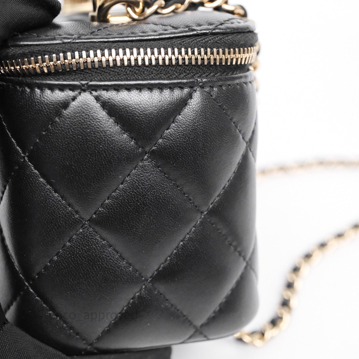 Chanel Vanity Rectangular Top Handle Black Lambskin Gold Hardware