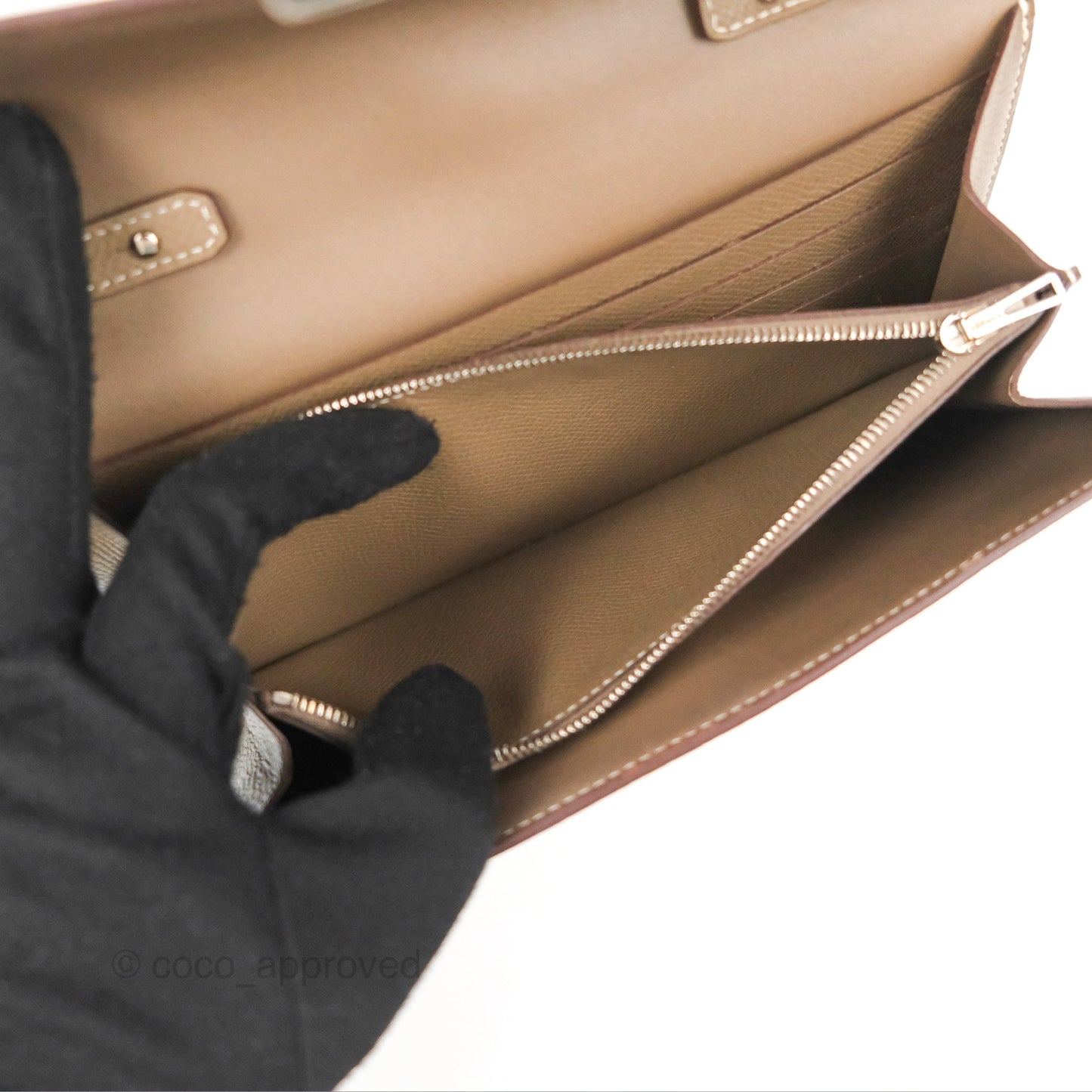 Hermès Constance To Go Wallet Etoupe Epsom Palladium Hardware