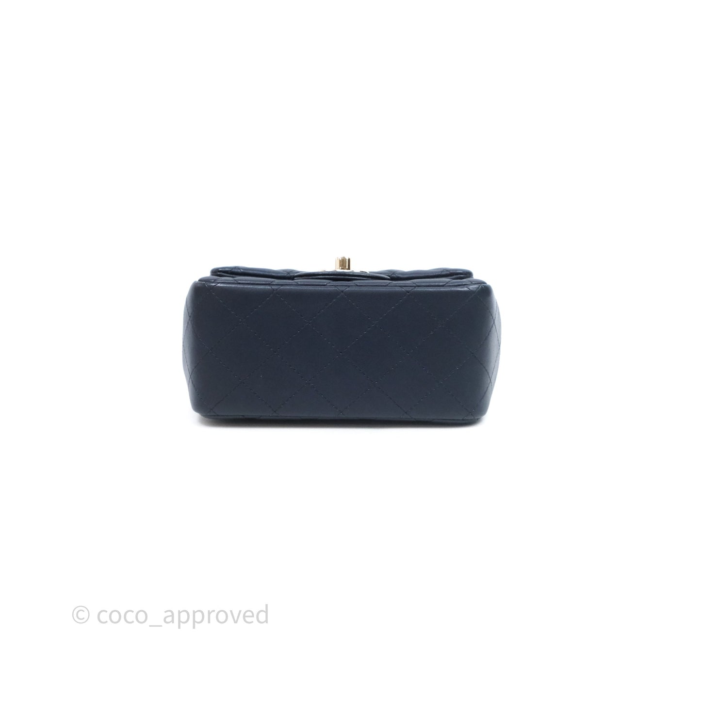 Chanel Quilted Mini Square Navy Lambskin Light Gold Hardware