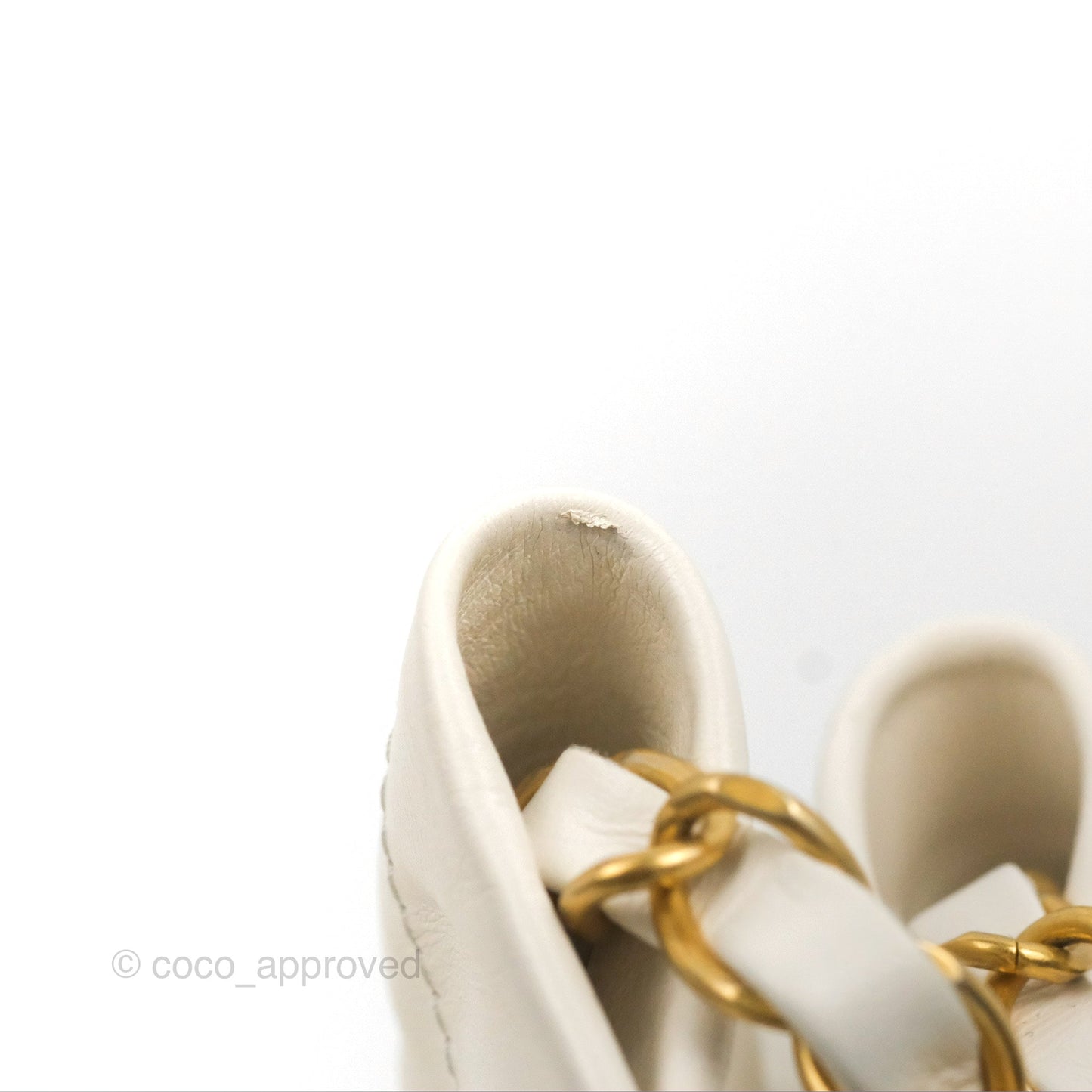 Chanel 22 Medium White Black Logo Aged Calfskin Aged Gold Hardware