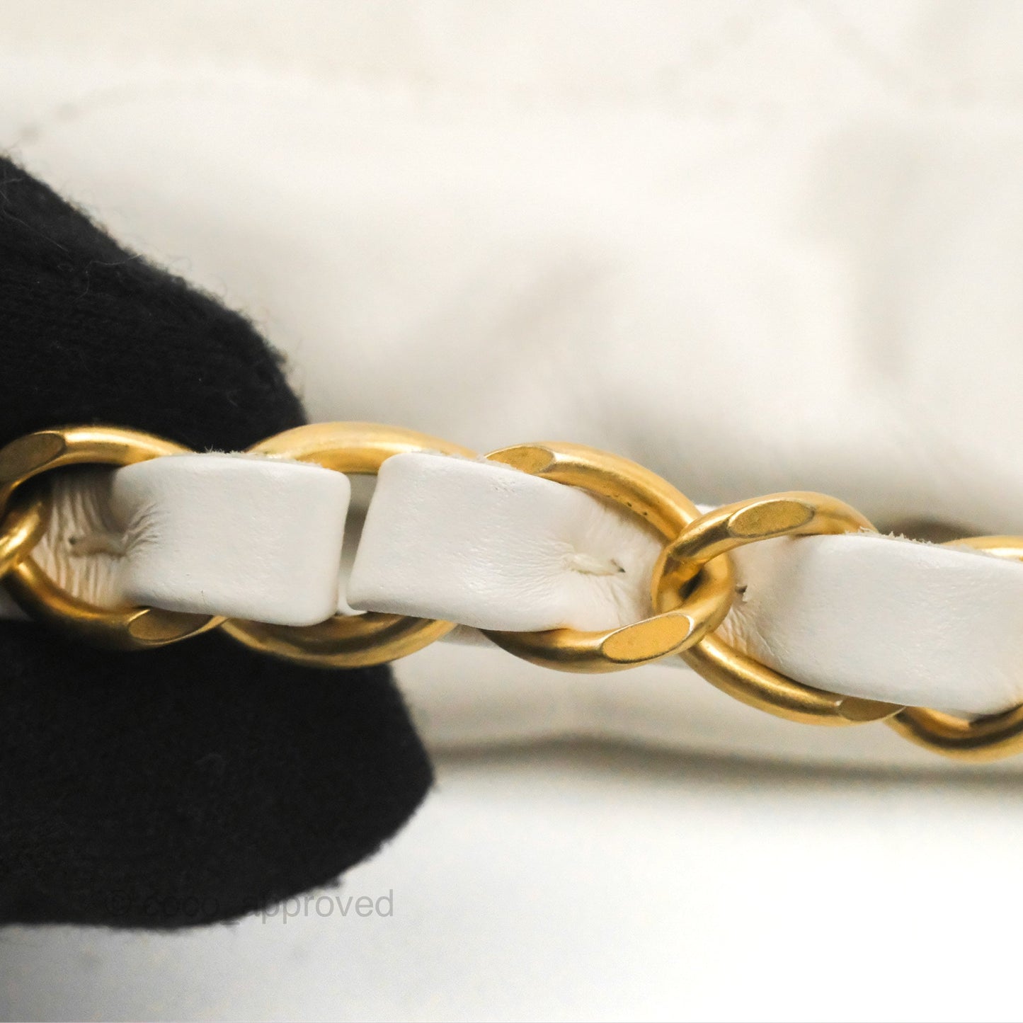 Chanel 22 Medium White Black Logo Aged Calfskin Aged Gold Hardware