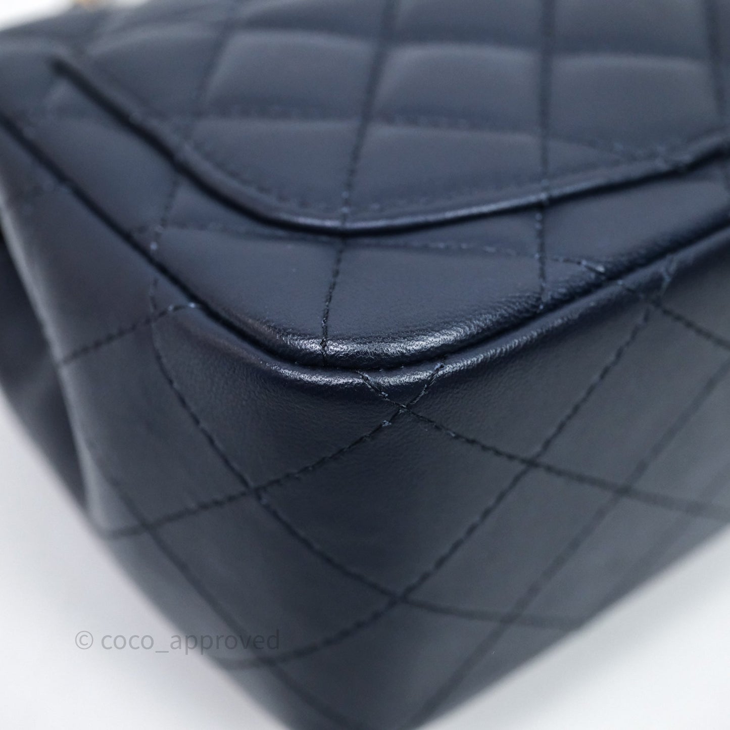 Chanel Quilted Mini Square Navy Lambskin Light Gold Hardware