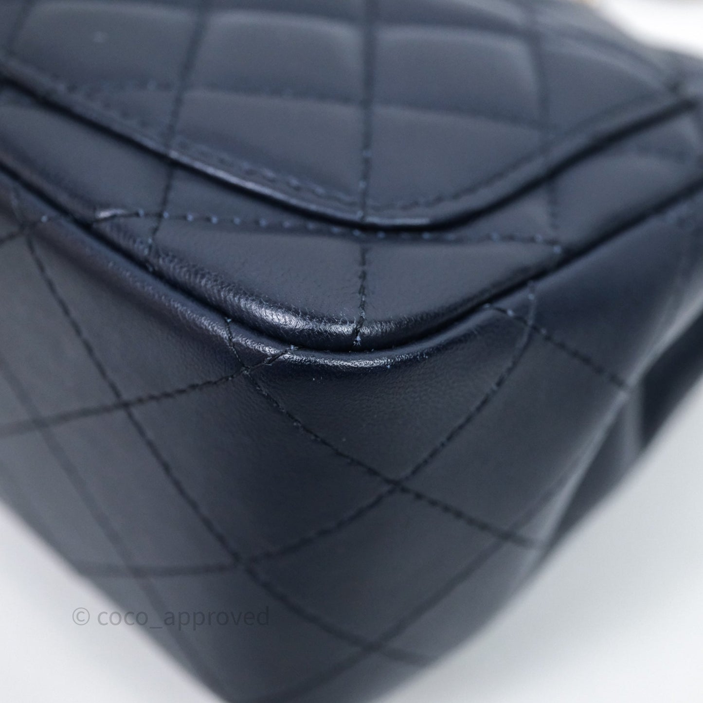 Chanel Quilted Mini Square Navy Lambskin Light Gold Hardware