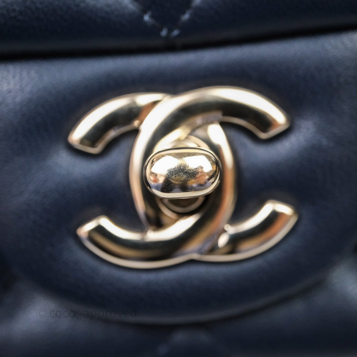 Chanel Quilted Mini Square Navy Lambskin Light Gold Hardware
