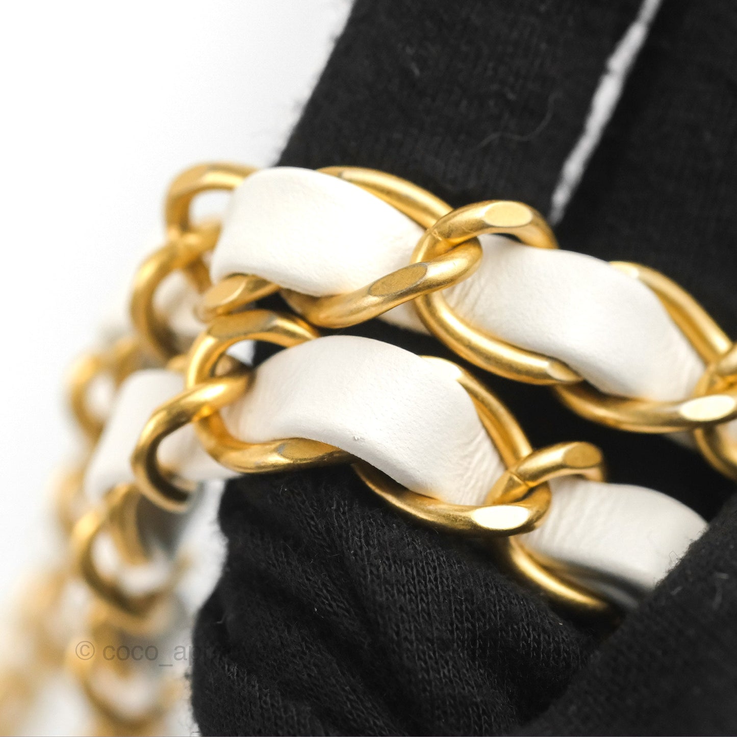 Chanel 22 Medium White Black Logo Aged Calfskin Aged Gold Hardware