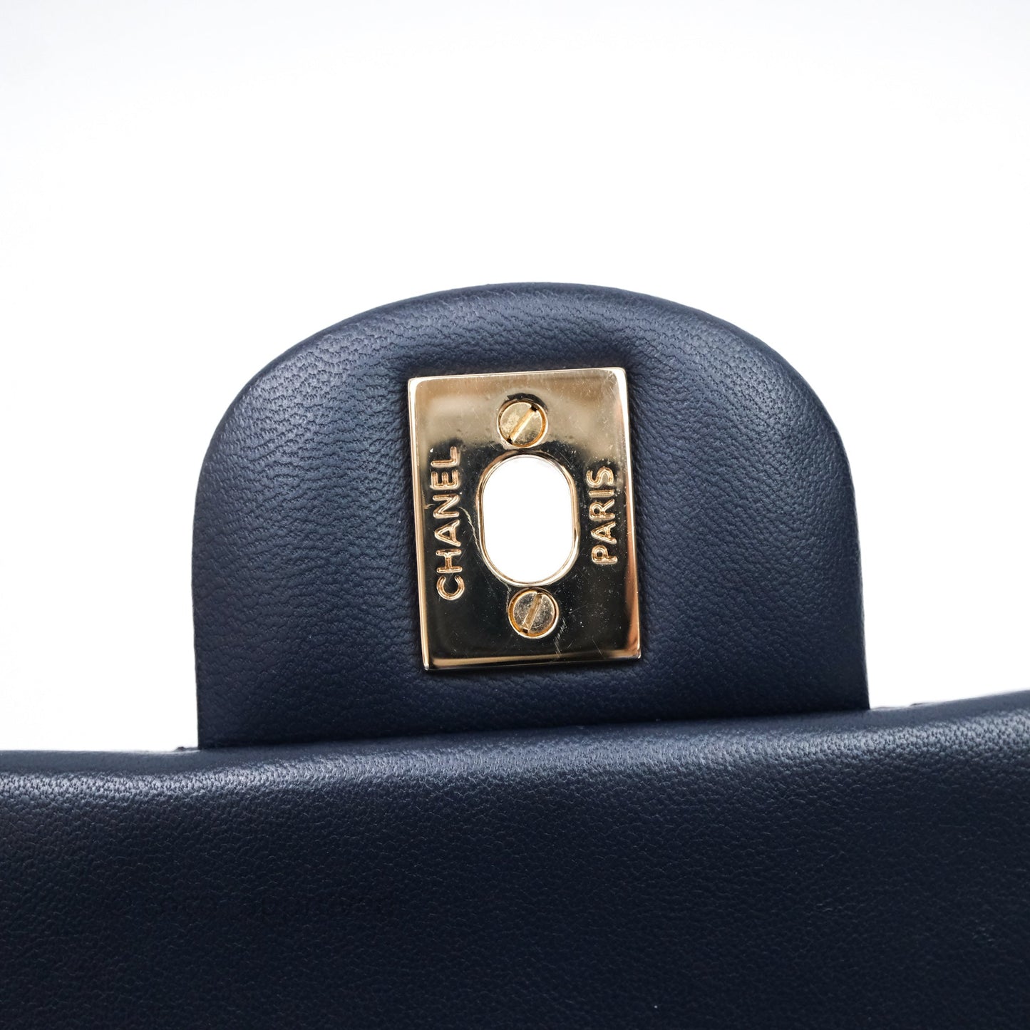 Chanel Quilted Mini Square Navy Lambskin Light Gold Hardware