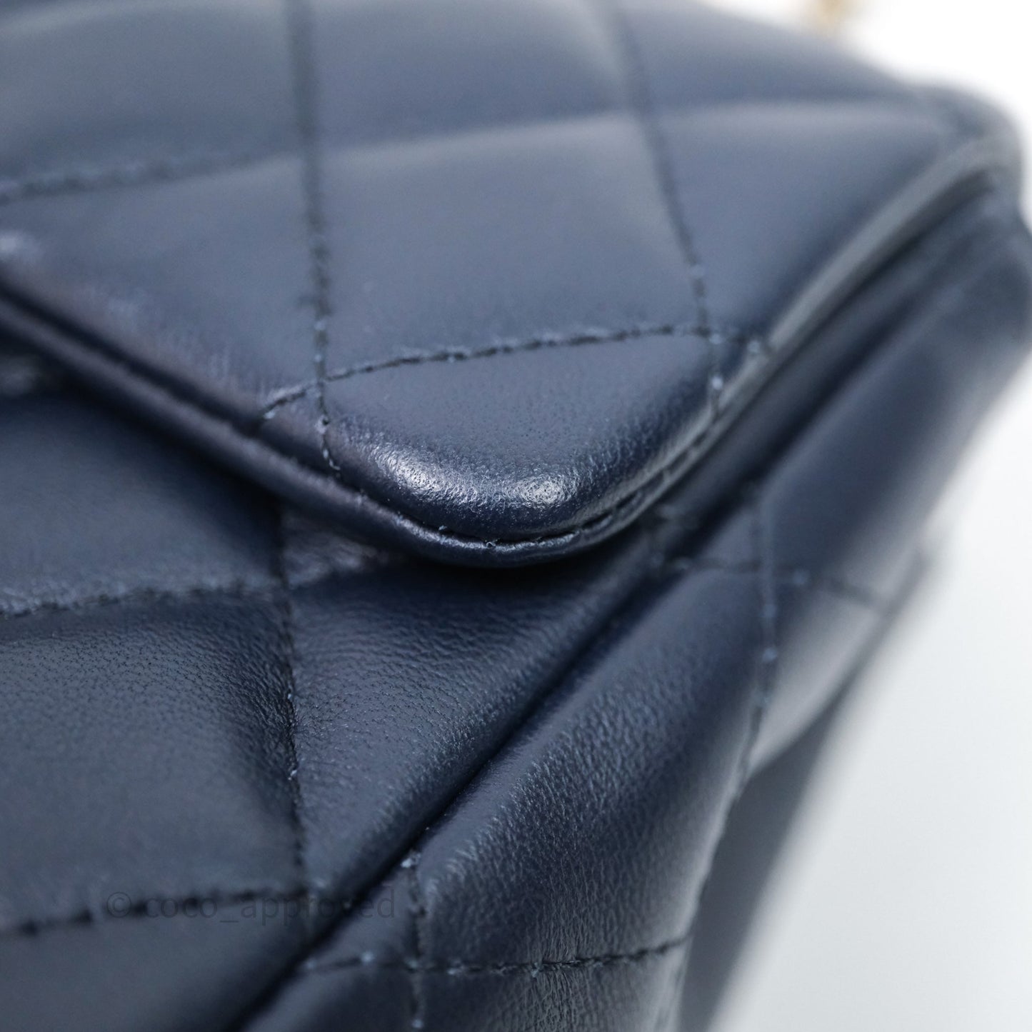 Chanel Quilted Mini Square Navy Lambskin Light Gold Hardware