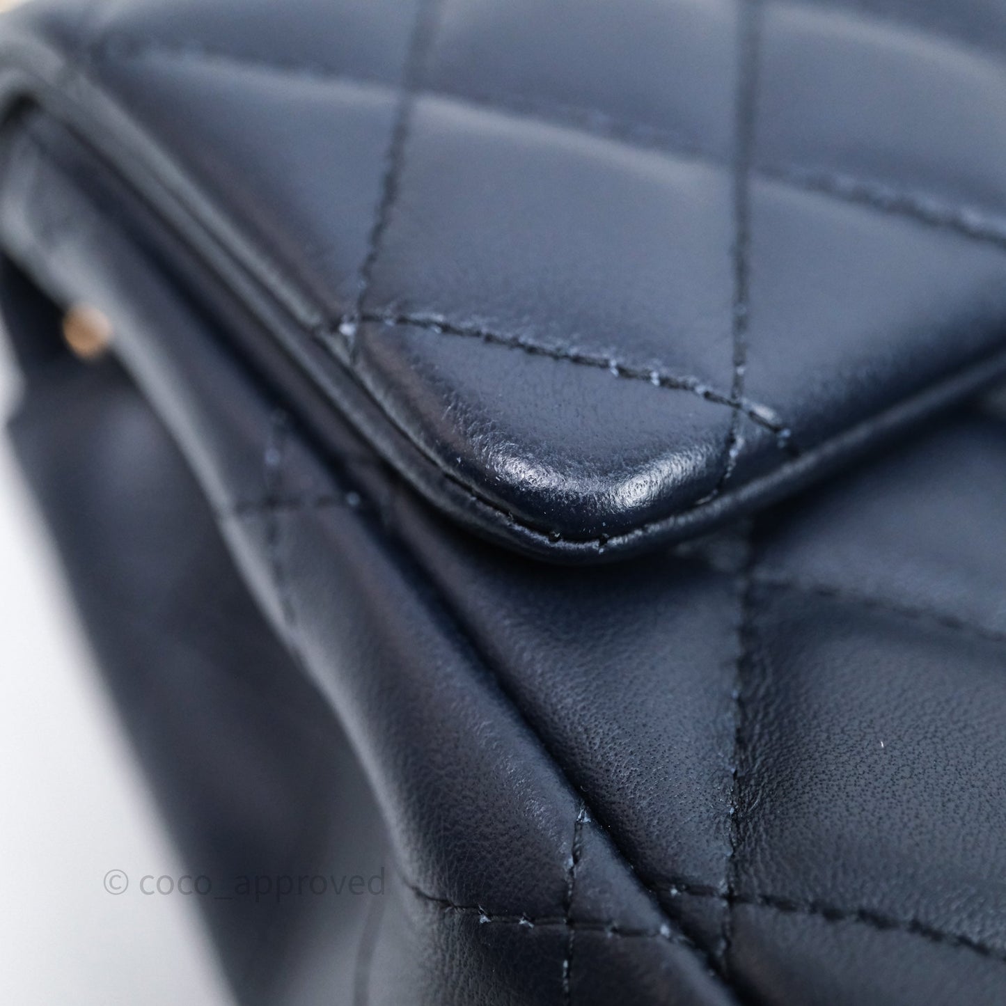 Chanel Quilted Mini Square Navy Lambskin Light Gold Hardware