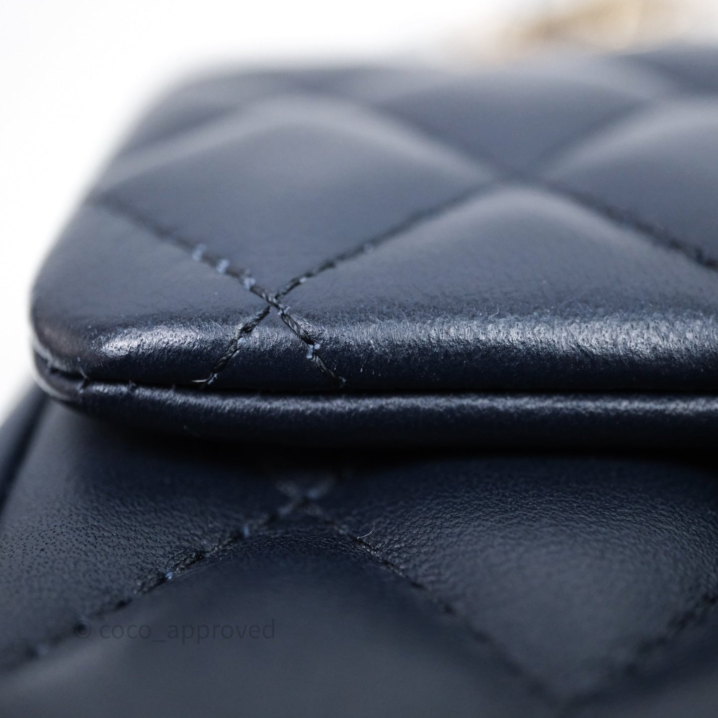 Chanel Quilted Mini Square Navy Lambskin Light Gold Hardware