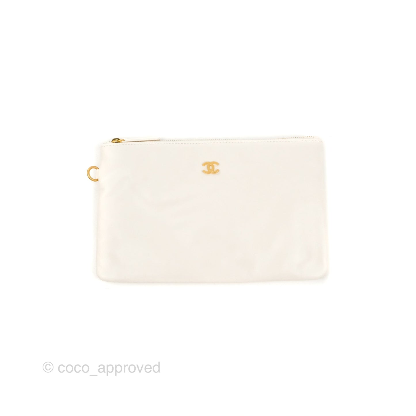 Chanel 22 Medium White Black Logo Aged Calfskin Aged Gold Hardware