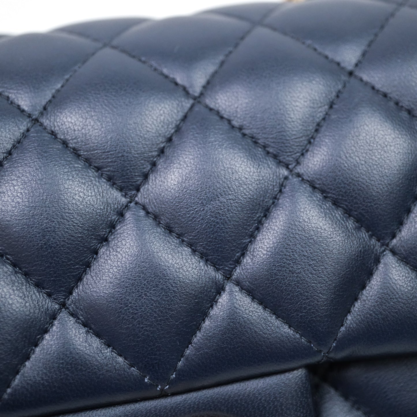 Chanel Quilted Mini Square Navy Lambskin Light Gold Hardware