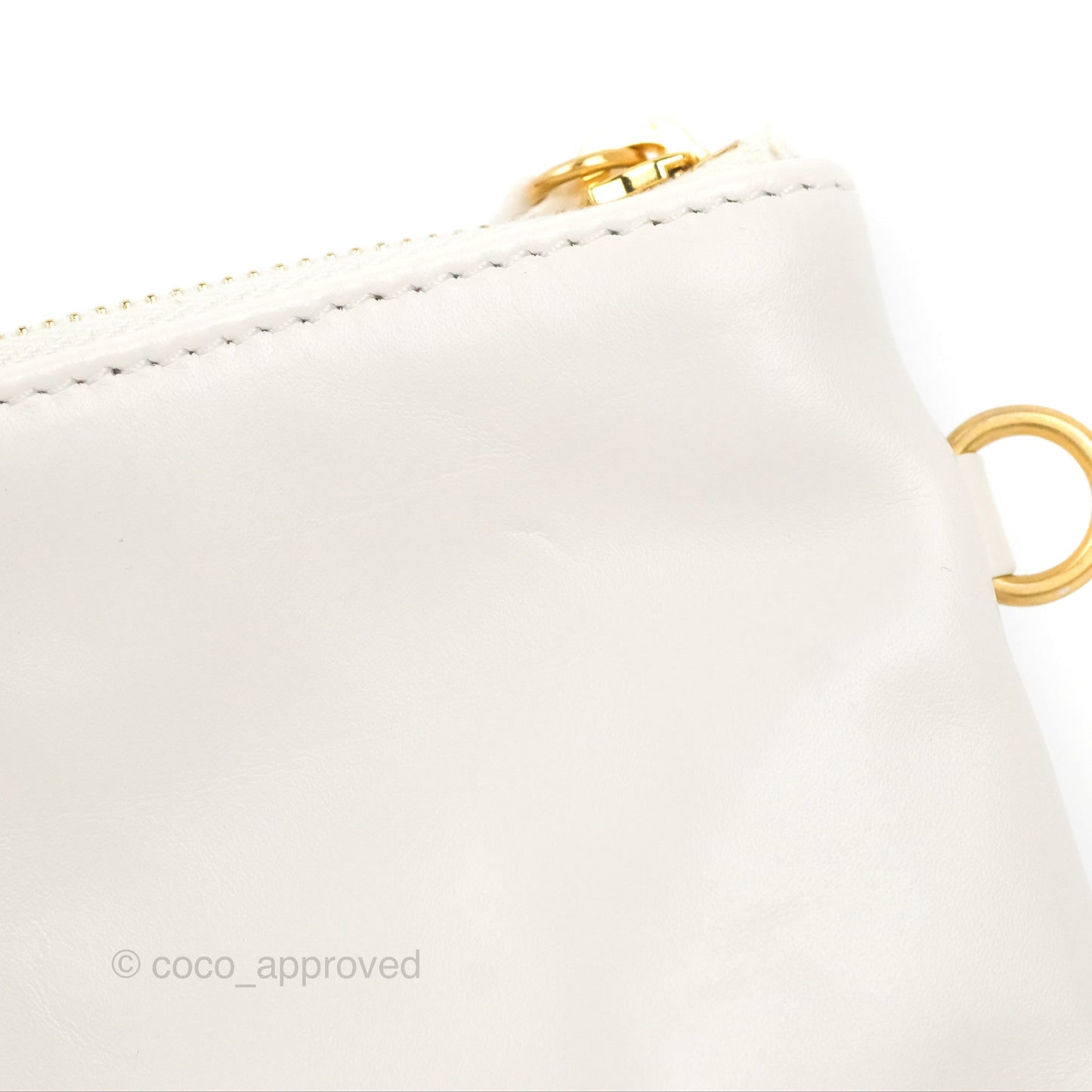 Chanel 22 Medium White Black Logo Aged Calfskin Aged Gold Hardware