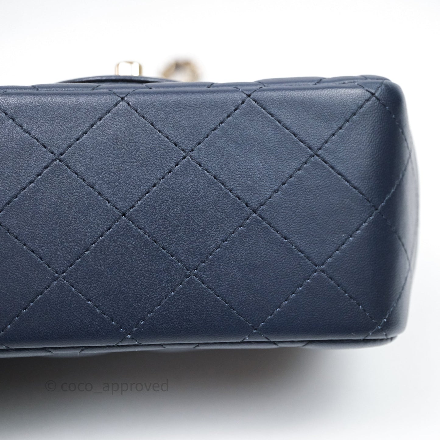 Chanel Quilted Mini Square Navy Lambskin Light Gold Hardware