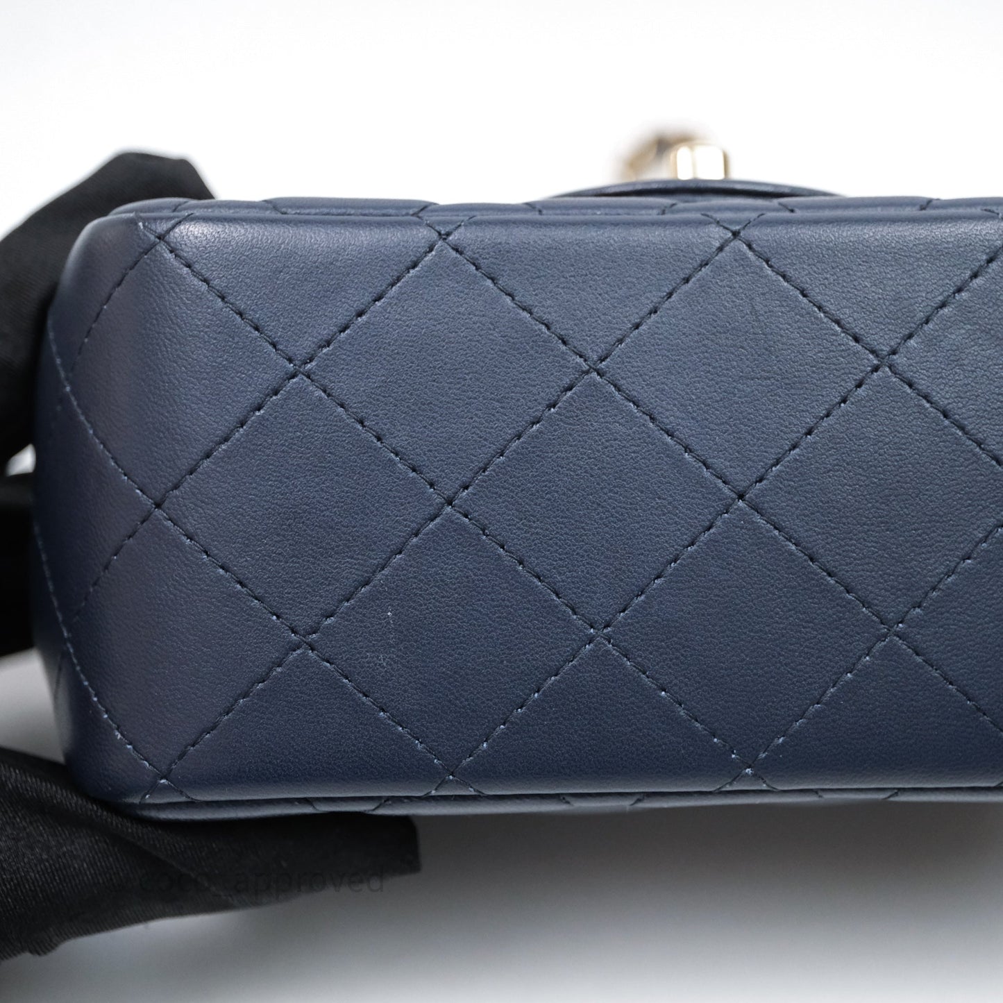 Chanel Quilted Mini Square Navy Lambskin Light Gold Hardware