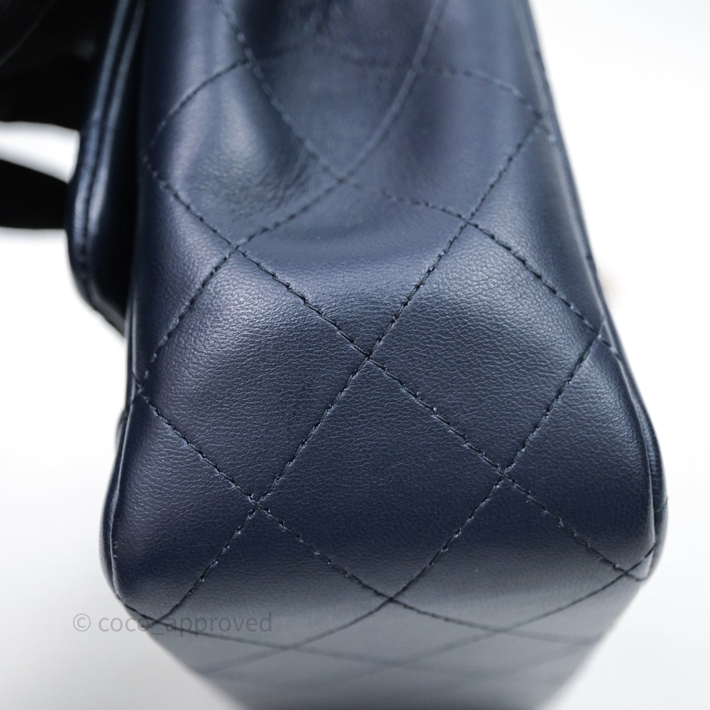Chanel Quilted Mini Square Navy Lambskin Light Gold Hardware