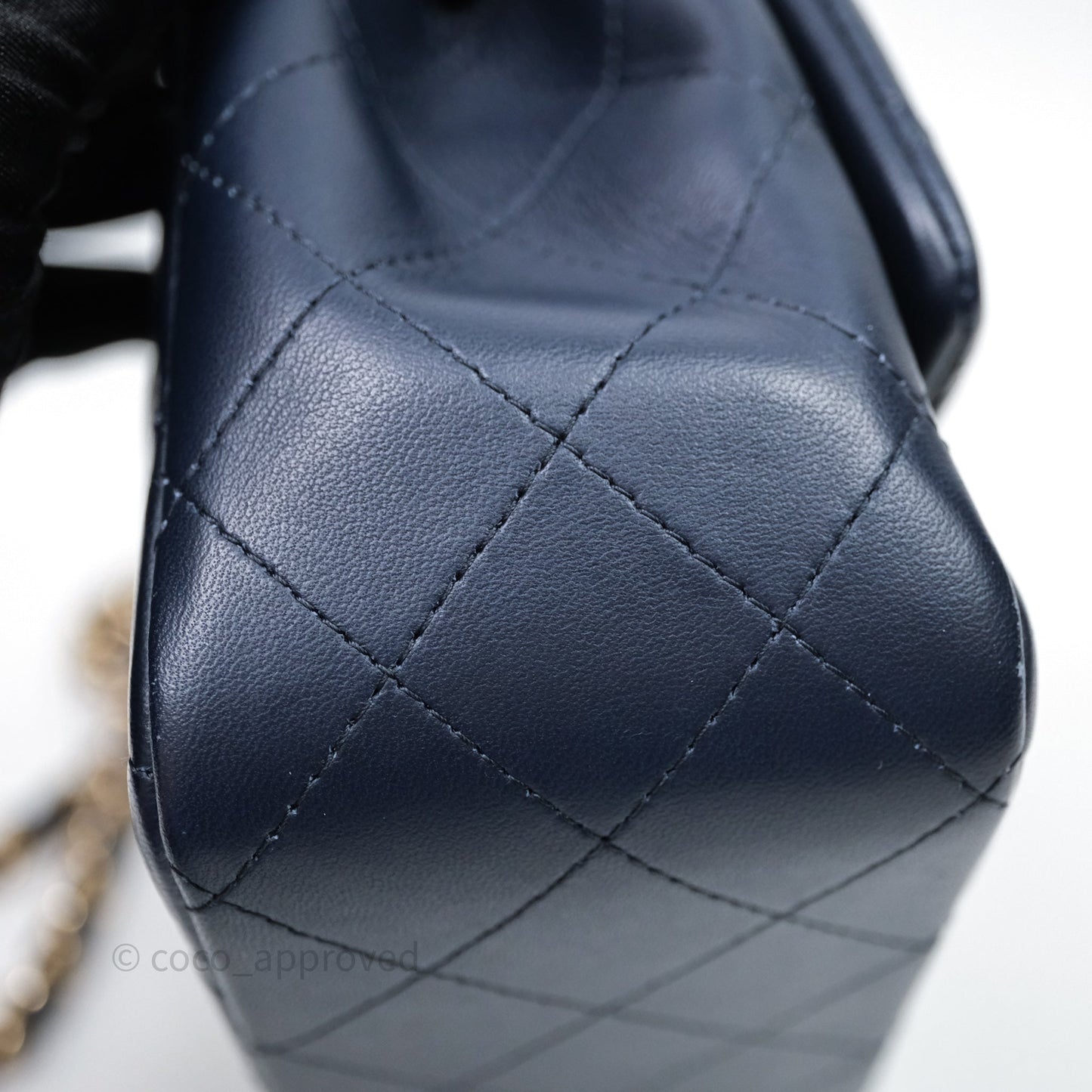 Chanel Quilted Mini Square Navy Lambskin Light Gold Hardware
