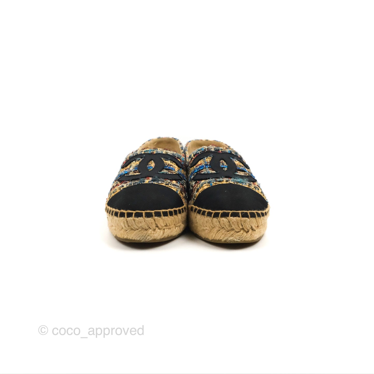 Chanel Espadrille Black Multicolour Tweed Size 38