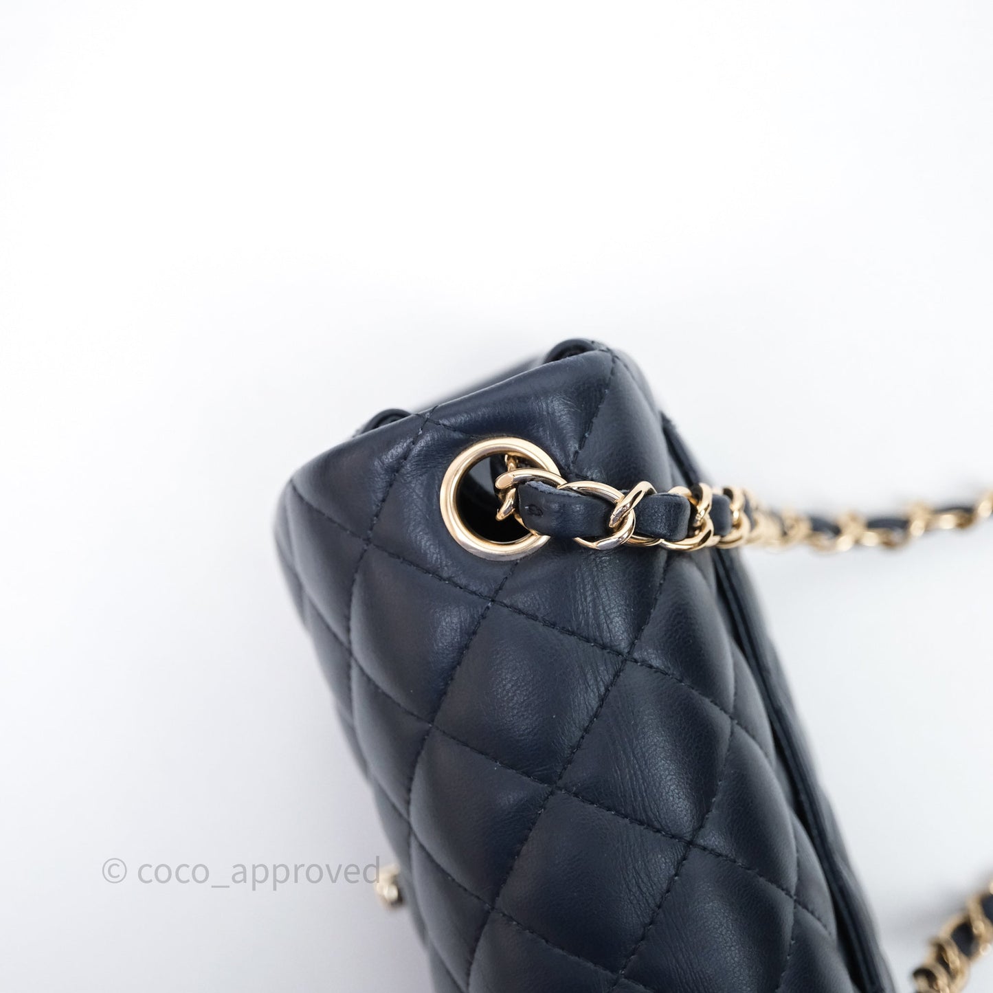 Chanel Quilted Mini Square Navy Lambskin Light Gold Hardware