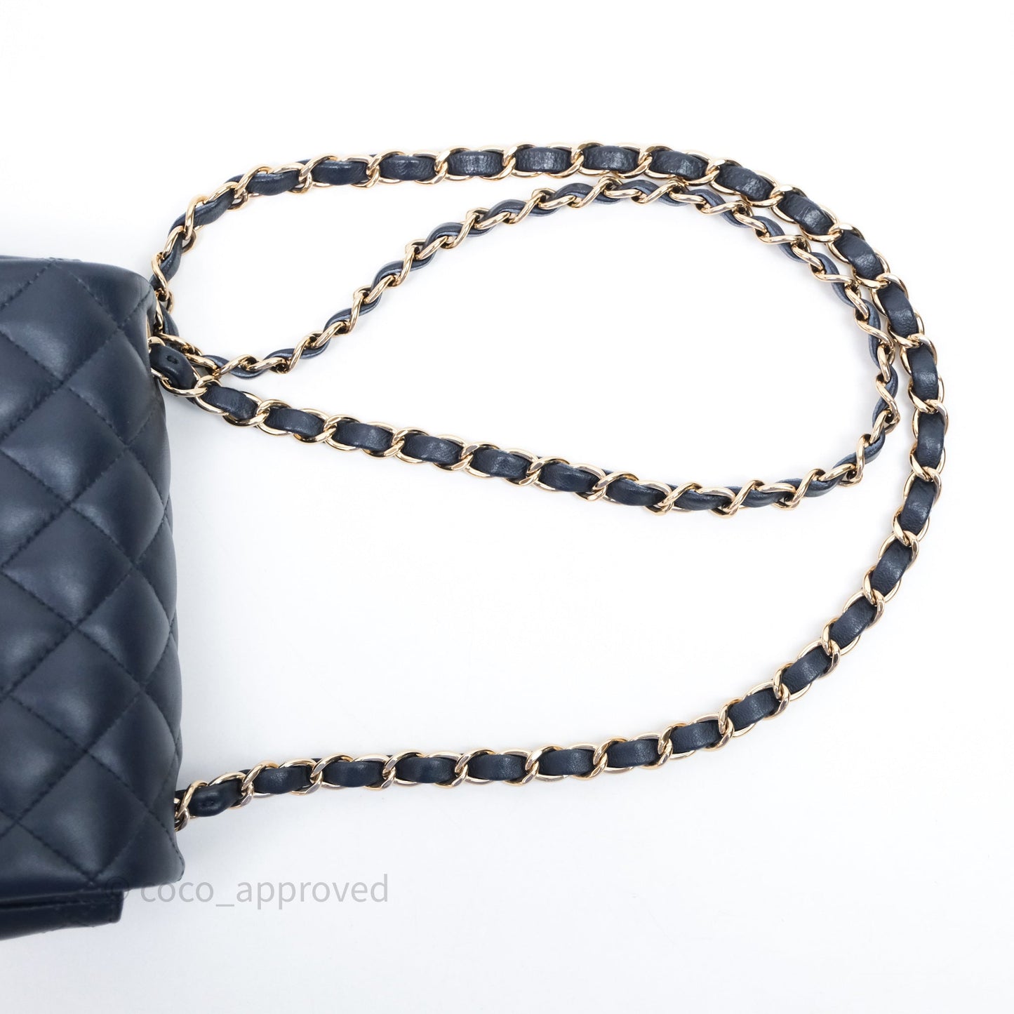 Chanel Quilted Mini Square Navy Lambskin Light Gold Hardware