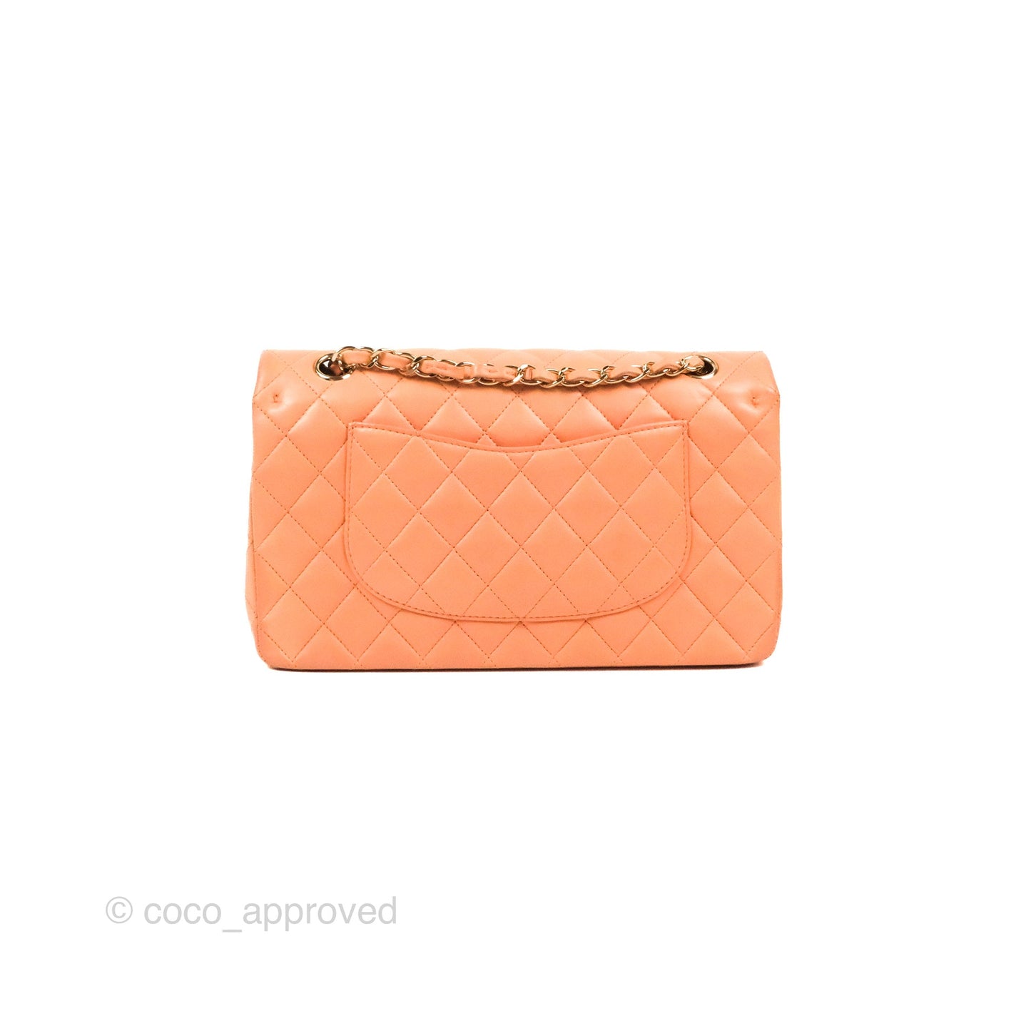 Chanel Classic M/L Medium Flap Quilted Orange Claire Lambskin Gold Hardware
