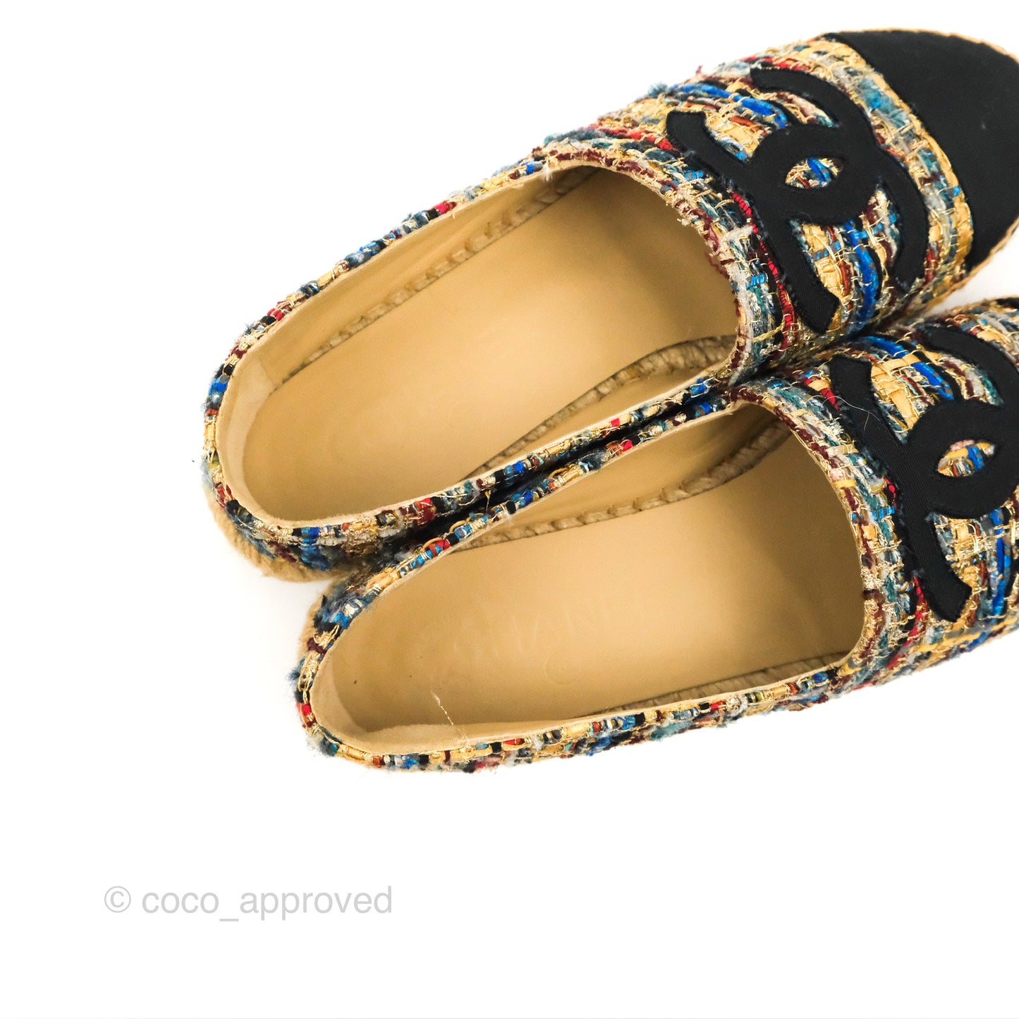 Chanel Espadrille Black Multicolour Tweed Size 38