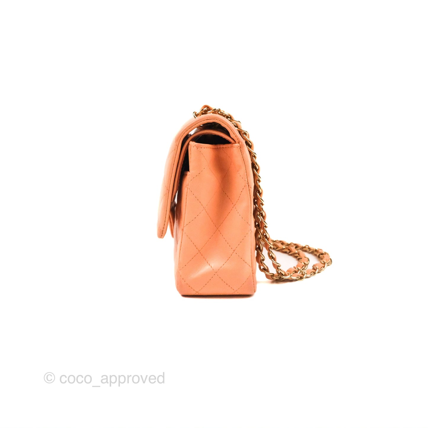 Chanel Classic M/L Medium Flap Quilted Orange Claire Lambskin Gold Hardware