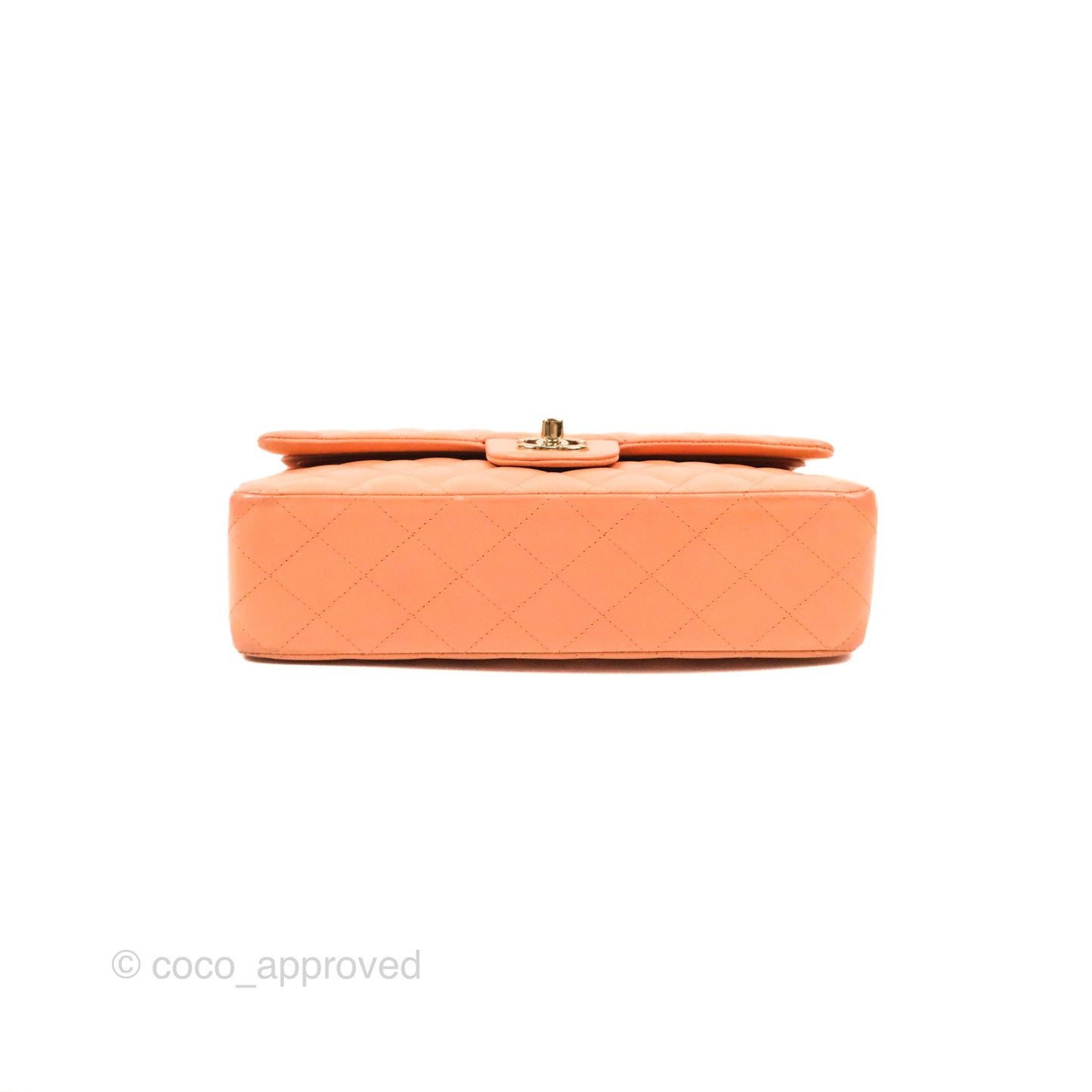 Chanel Classic M/L Medium Flap Quilted Orange Claire Lambskin Gold Hardware