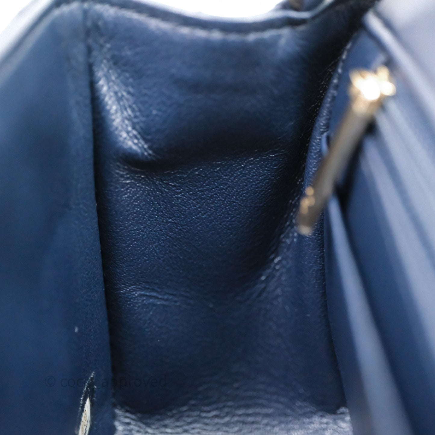 Chanel Quilted Mini Square Navy Lambskin Light Gold Hardware