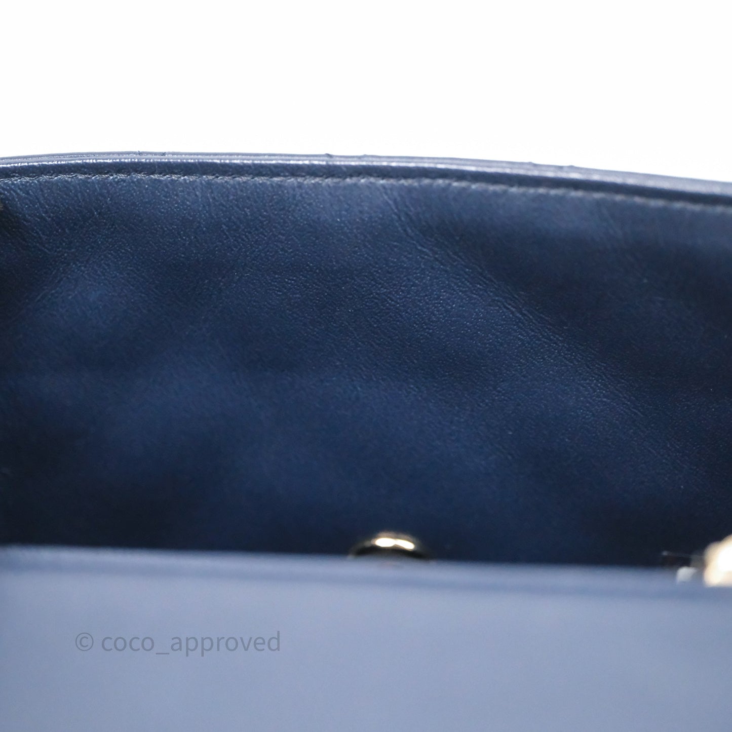 Chanel Quilted Mini Square Navy Lambskin Light Gold Hardware
