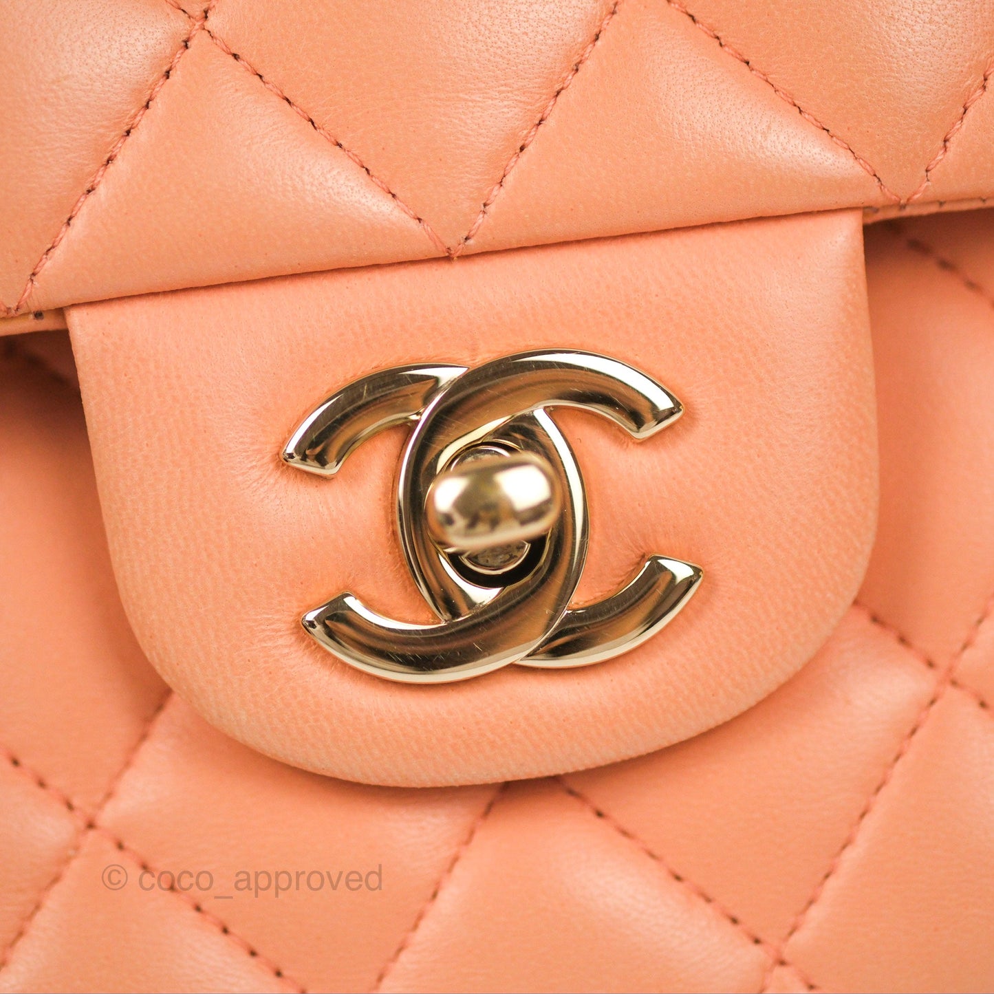 Chanel Classic M/L Medium Flap Quilted Orange Claire Lambskin Gold Hardware