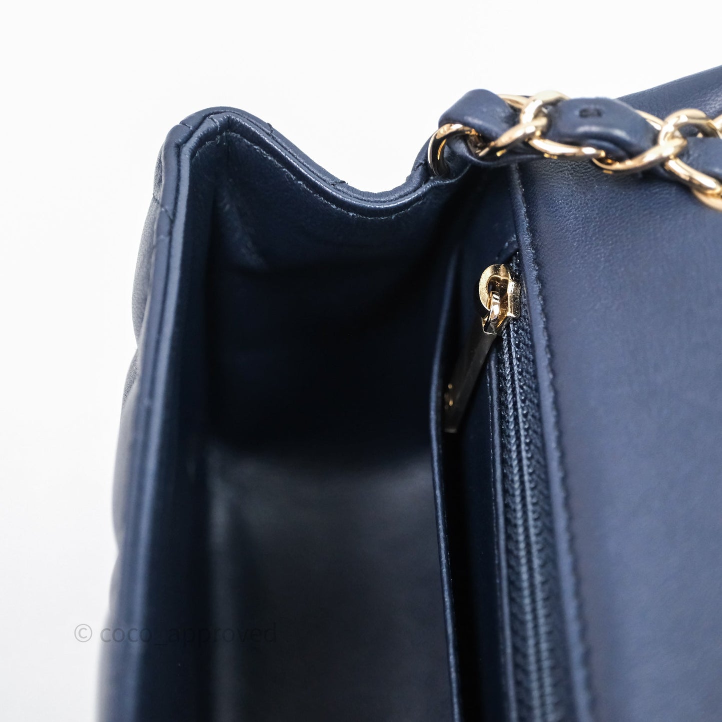 Chanel Quilted Mini Square Navy Lambskin Light Gold Hardware