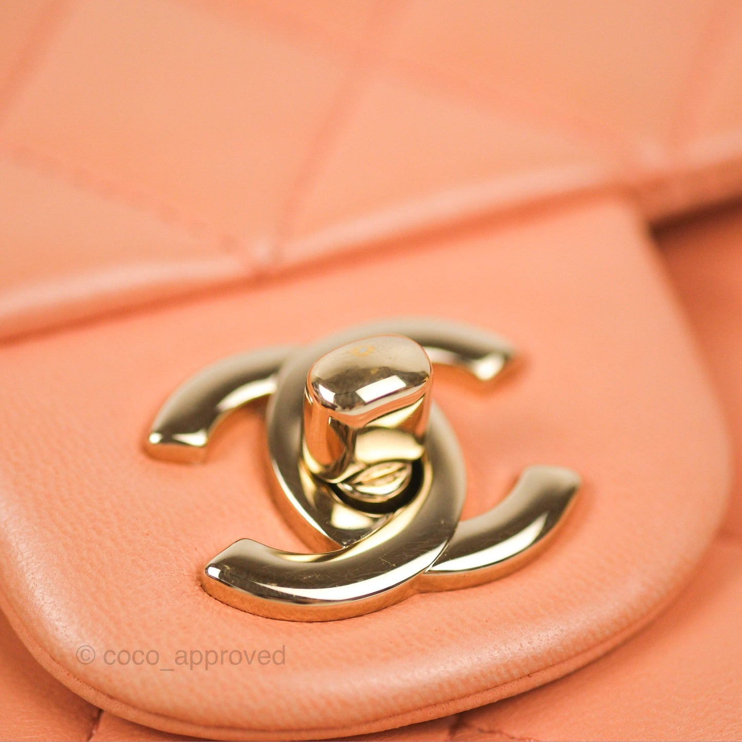 Chanel Classic M/L Medium Flap Quilted Orange Claire Lambskin Gold Hardware