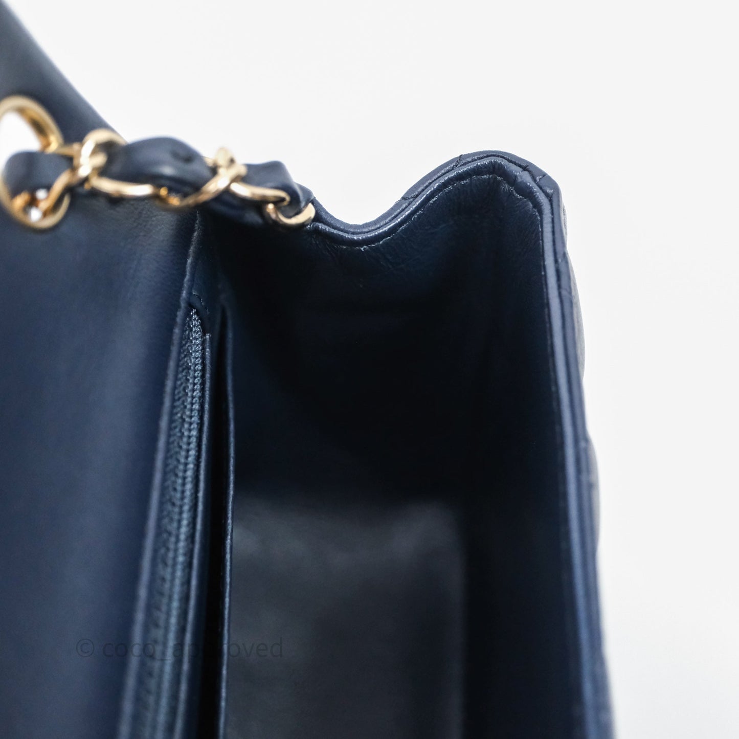 Chanel Quilted Mini Square Navy Lambskin Light Gold Hardware