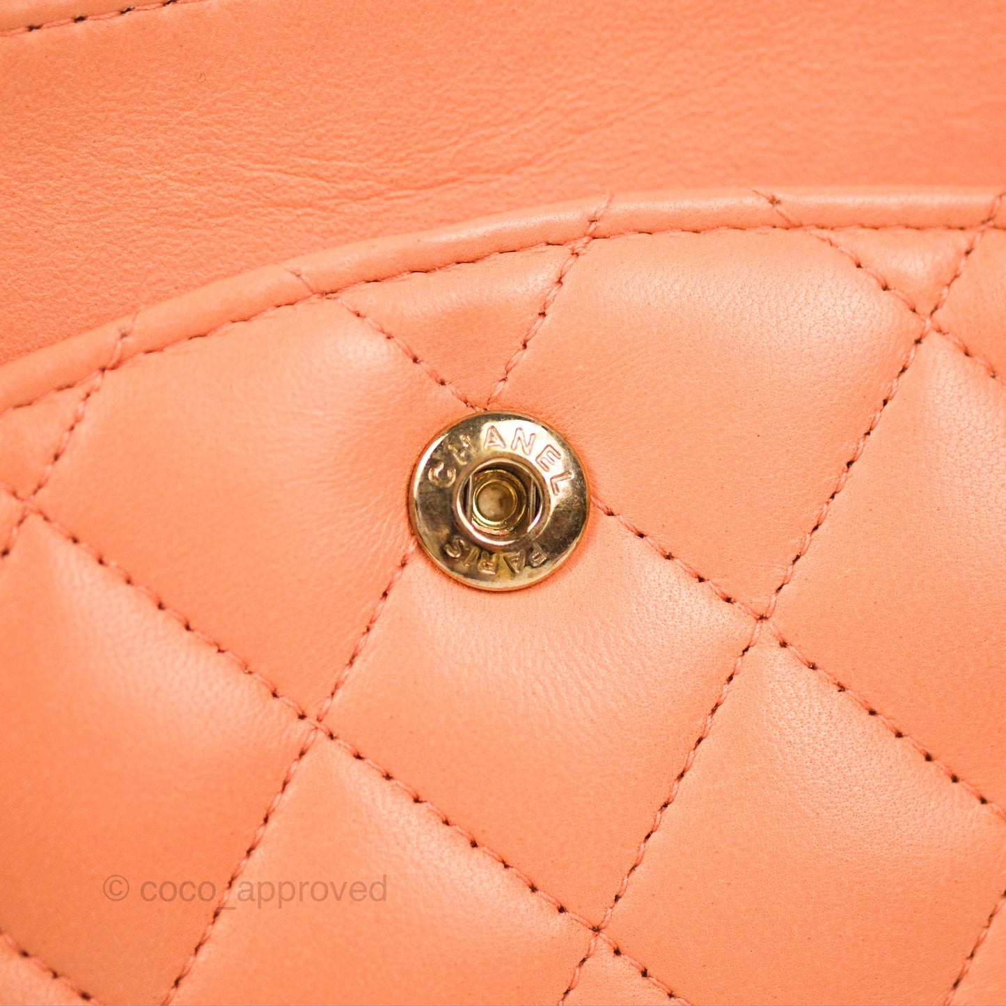 Chanel Classic M/L Medium Flap Quilted Orange Claire Lambskin Gold Hardware