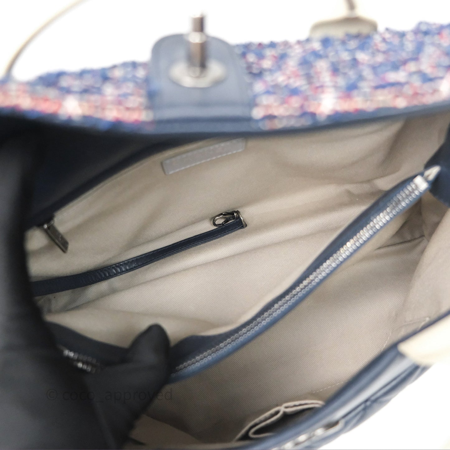 Chanel Quilted Portobello Tote Bag Tweed Lambskin Ruthenium Hardware