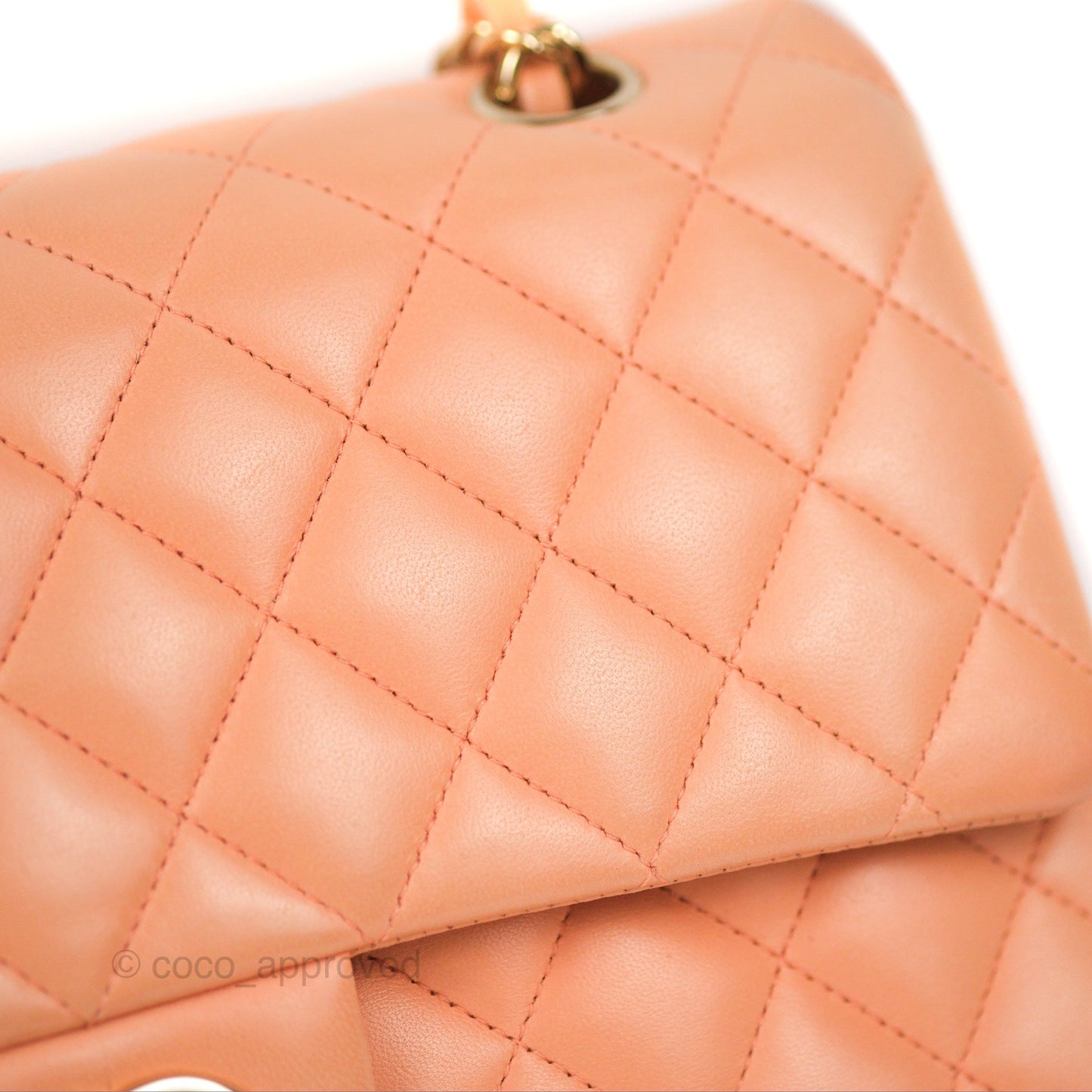 Chanel Classic M/L Medium Flap Quilted Orange Claire Lambskin Gold Hardware