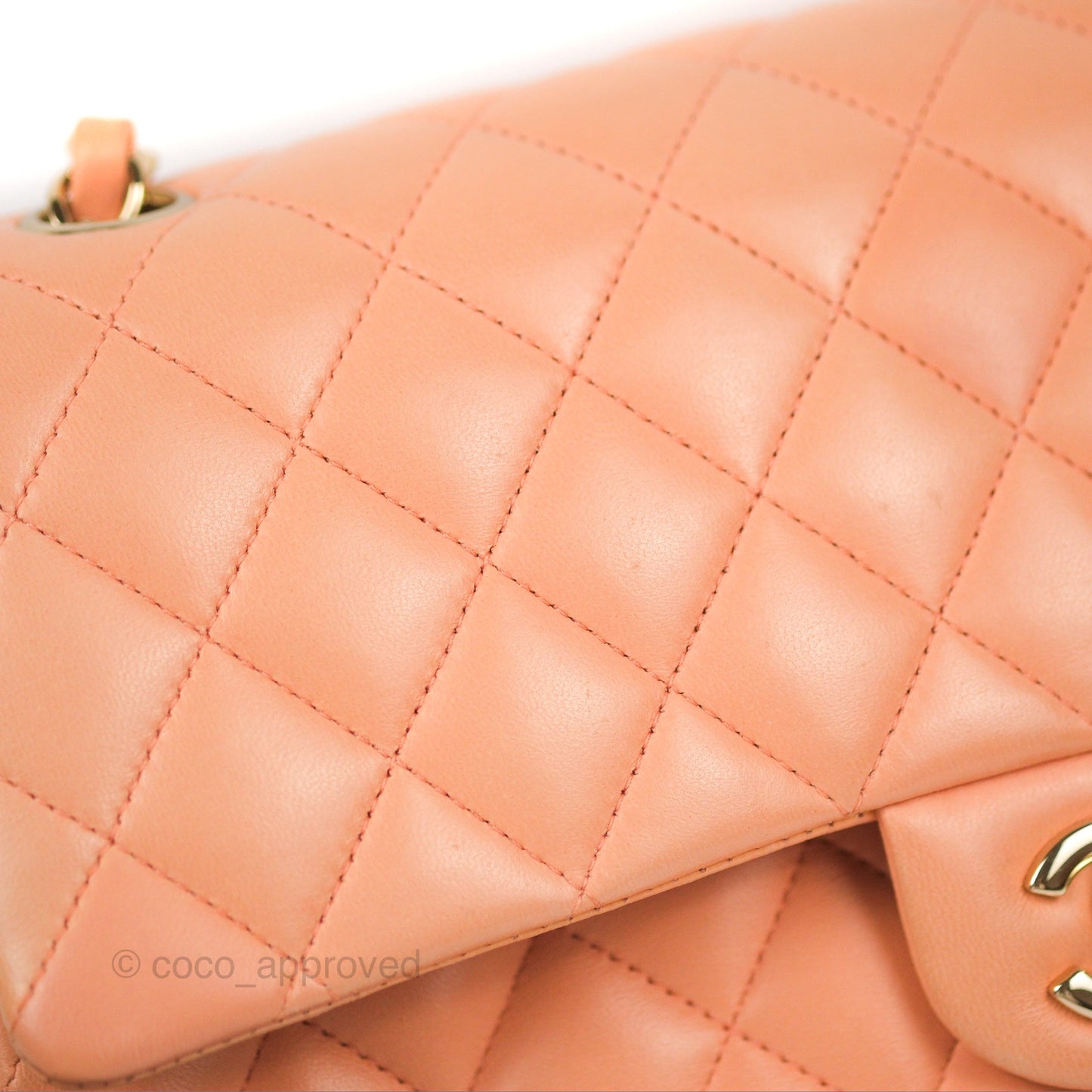 Chanel Classic M/L Medium Flap Quilted Orange Claire Lambskin Gold Hardware