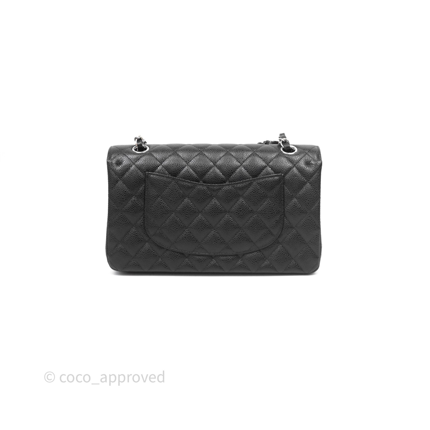 Chanel Classic M/L Medium Flap Quilted Black Caviar Silver Hardware