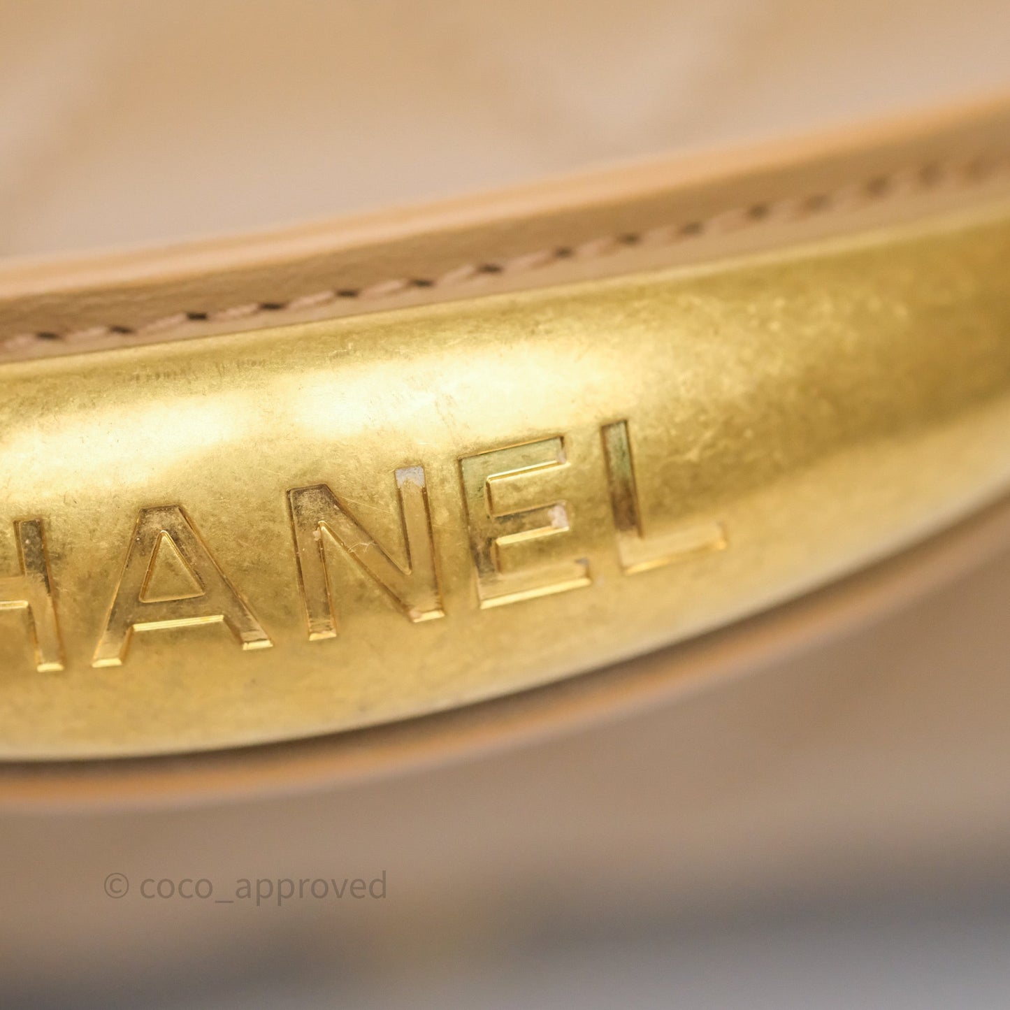 Chanel Metal Top Handle Mini Rectangular Flap Bag Beige Lambskin Aged Gold Hardware