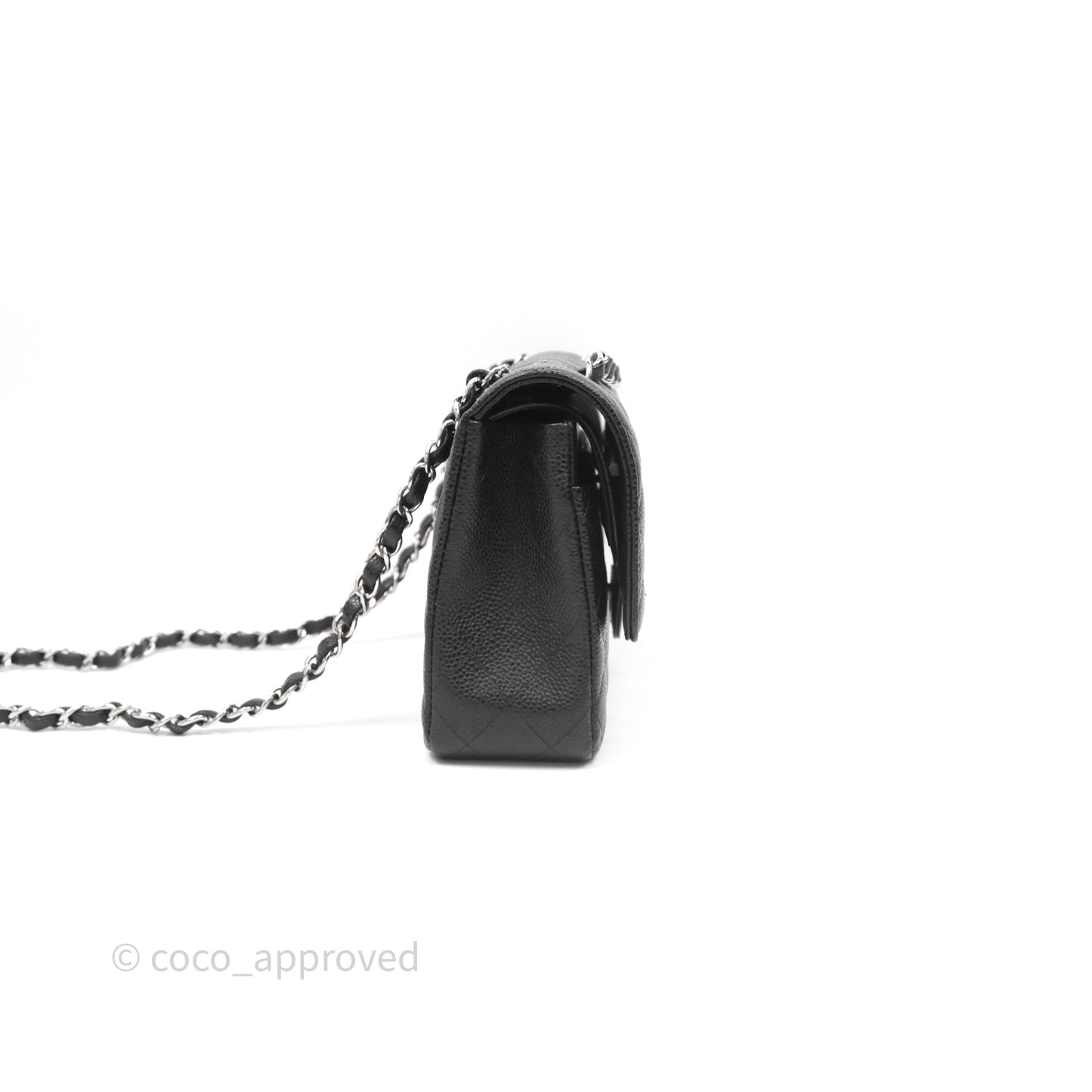 Chanel Classic M/L Medium Flap Quilted Black Caviar Silver Hardware