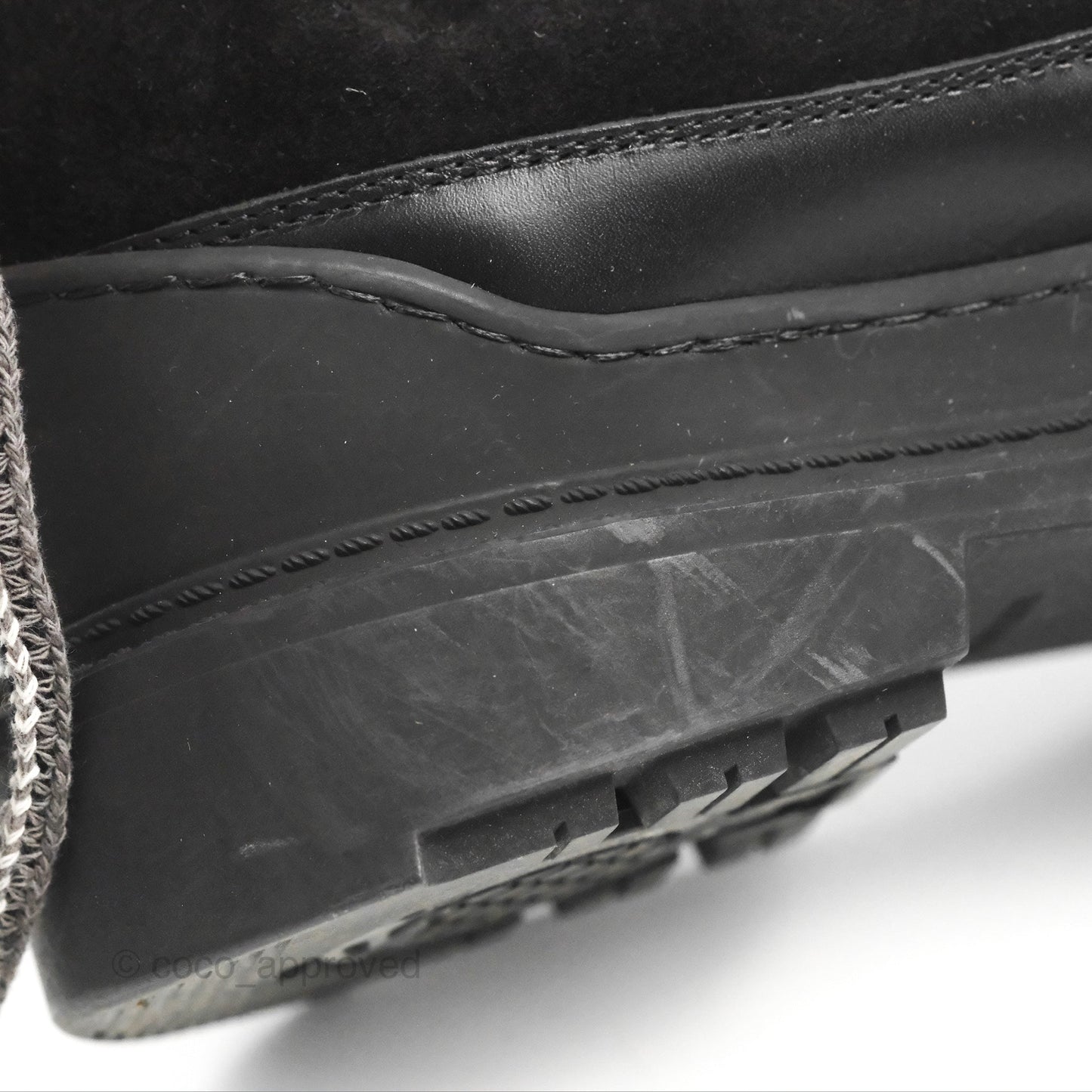 Chanel Knit Sock Lace Up Boots Black Suede/Leather Size 37.5