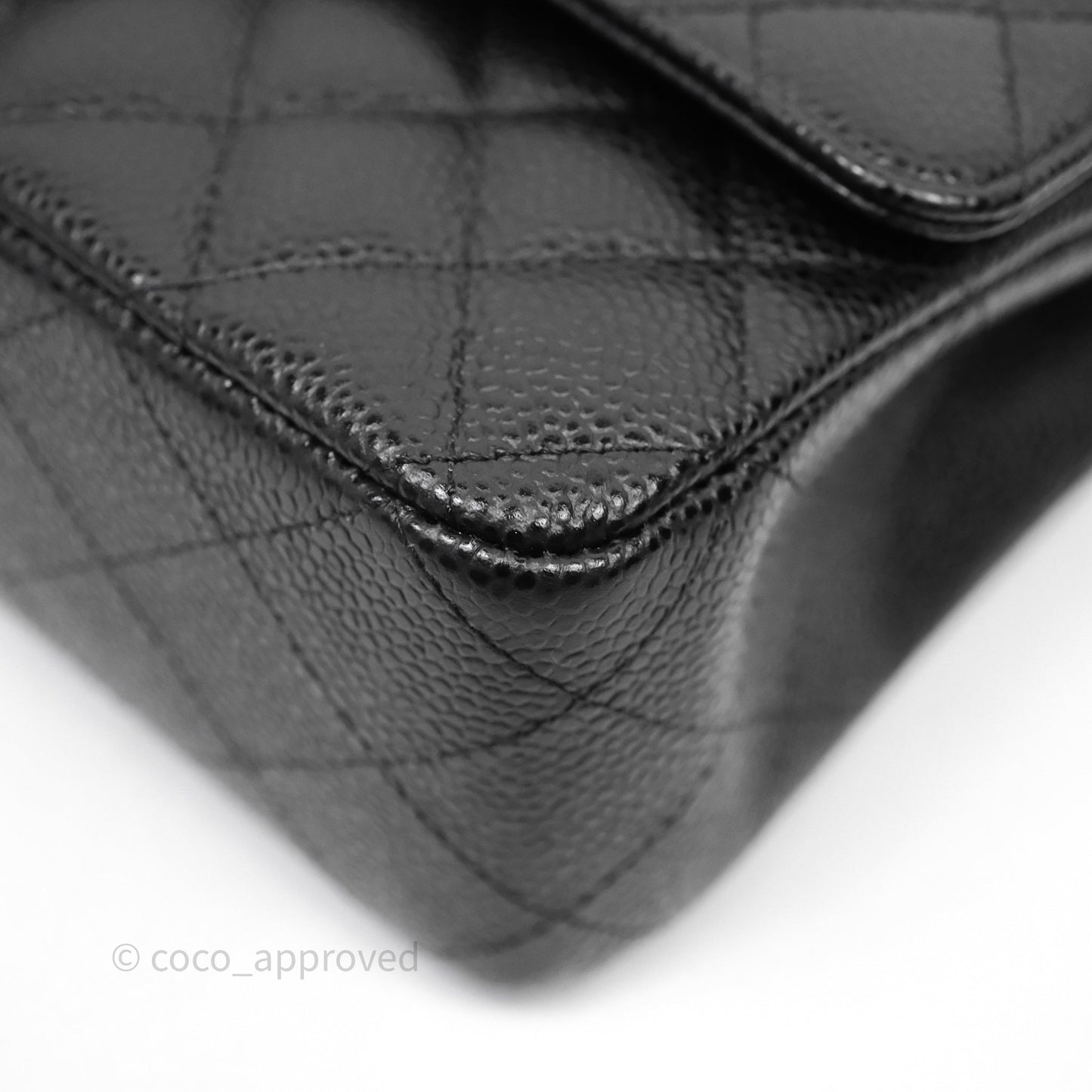 Chanel Classic M/L Medium Flap Quilted Black Caviar Silver Hardware