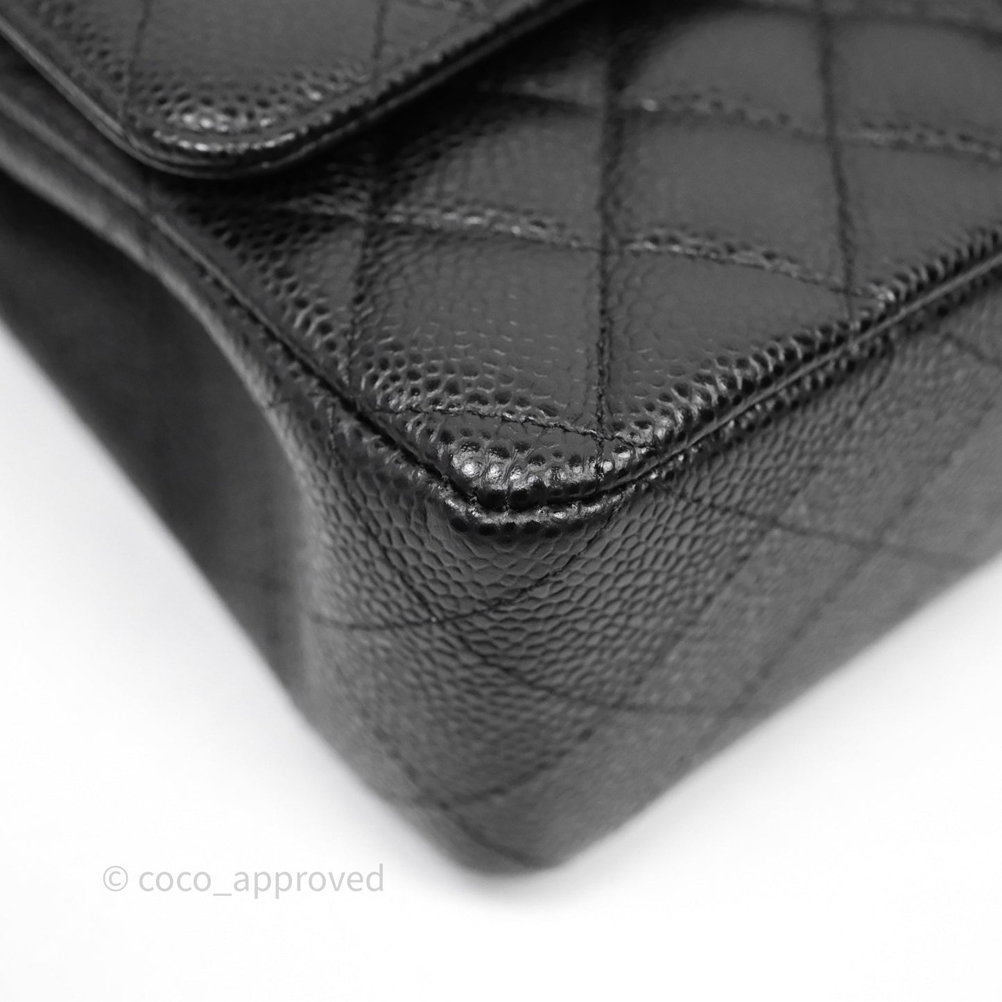 Chanel Classic M/L Medium Flap Quilted Black Caviar Silver Hardware