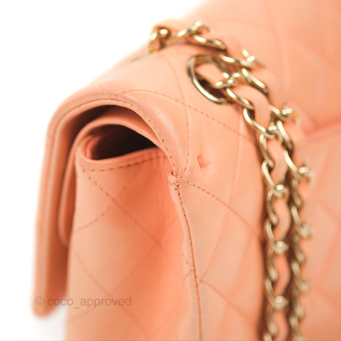 Chanel Classic M/L Medium Flap Quilted Orange Claire Lambskin Gold Hardware